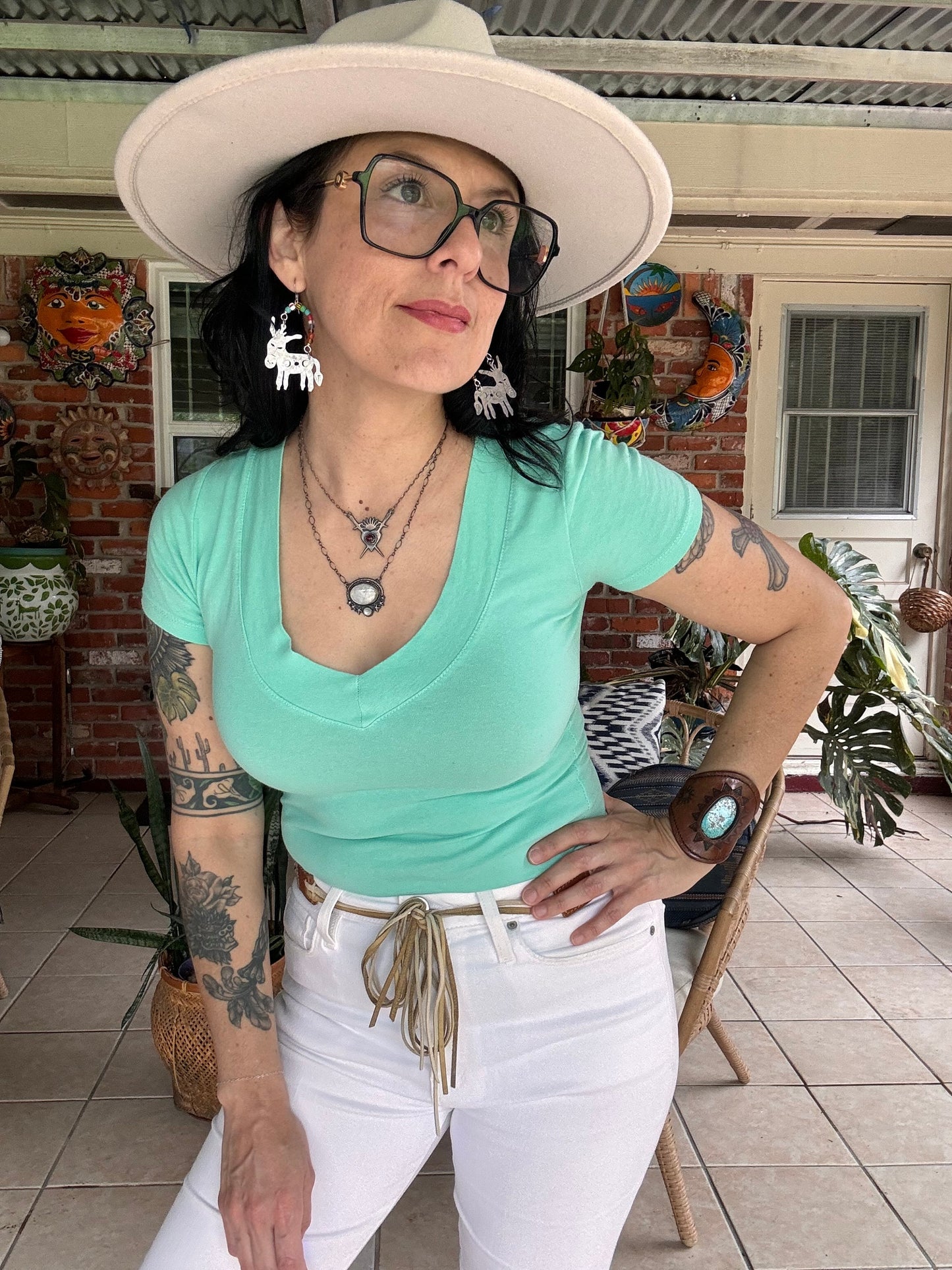 Handmade Celestial Donkey Earrings: Aluminum & Rainbow Glass Beads