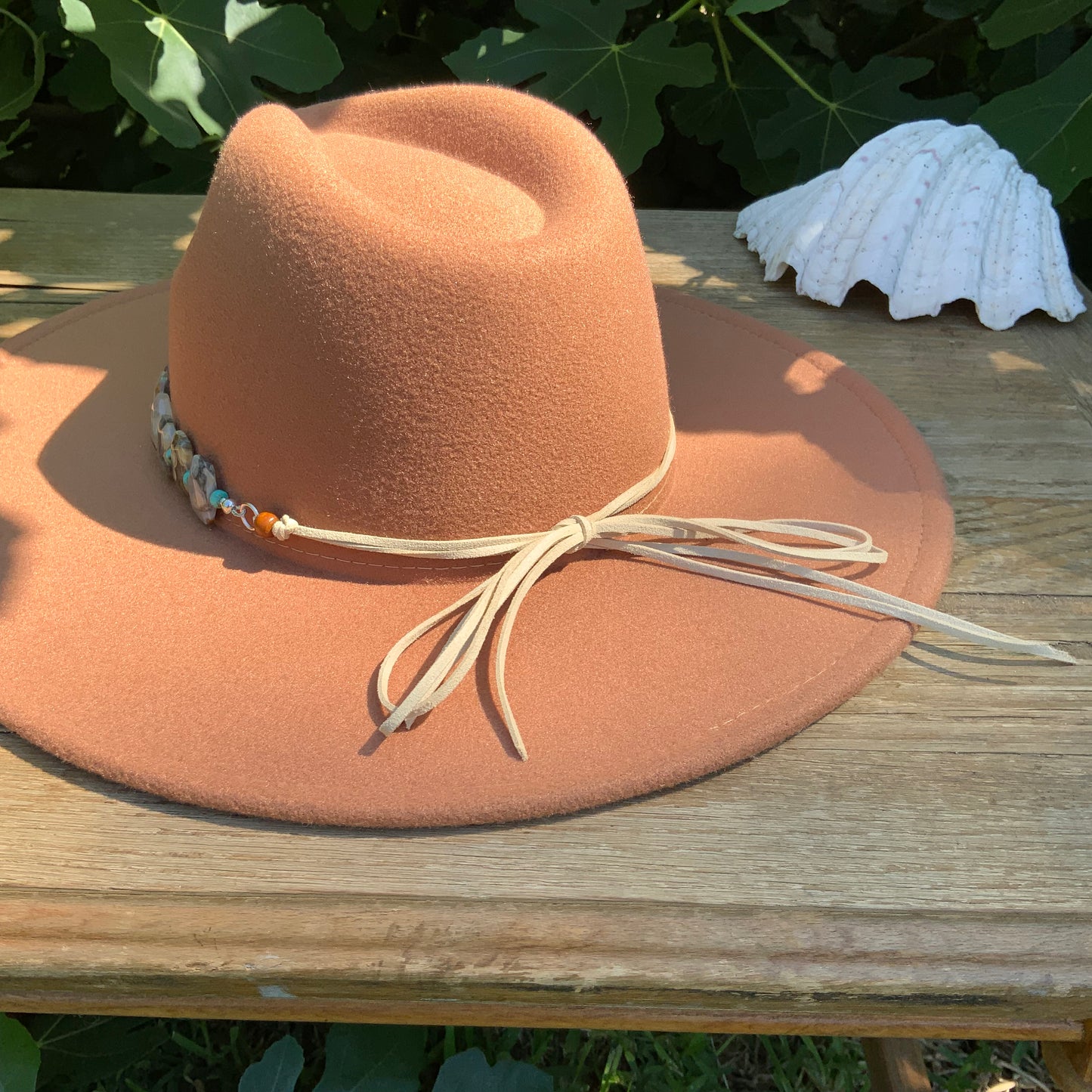 Ocean Jasper & Turquoise Gemstone Hat Band - Adjustable Vegan Suede