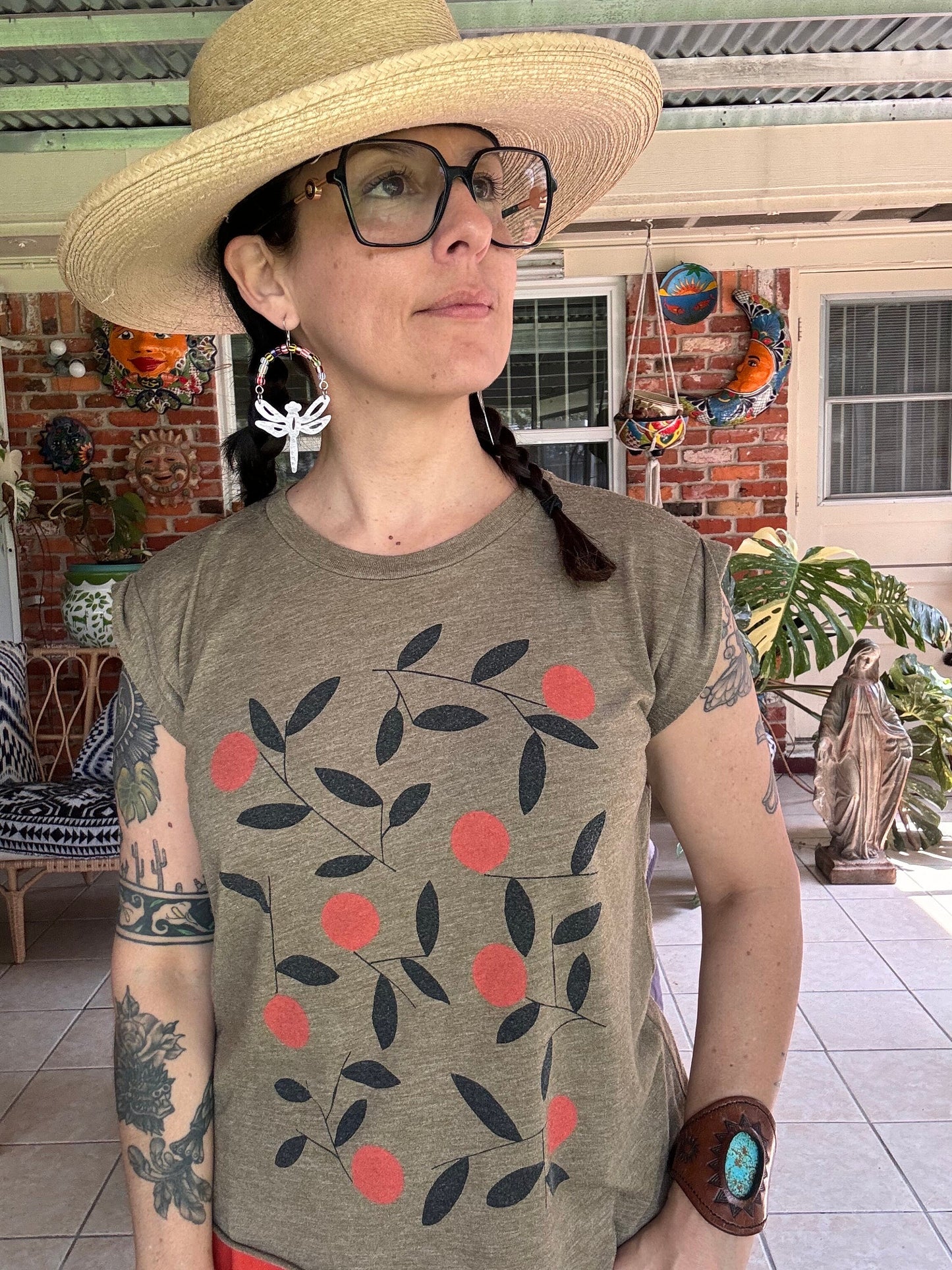 Handmade Aluminum Dragonfly Earrings with African Rainbow Glass Beads