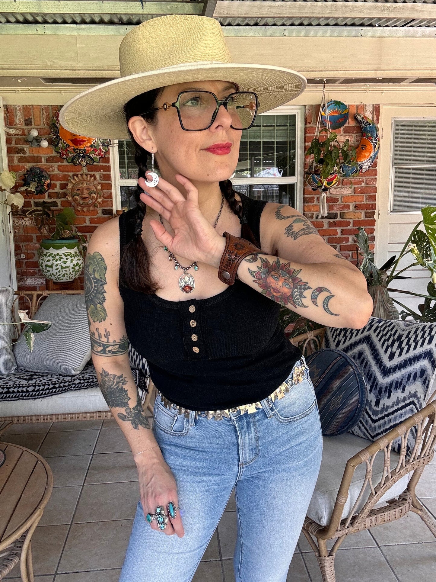 Handmade Crescent Moon Threader Earrings: Stainless Steel Dangle Jewelry