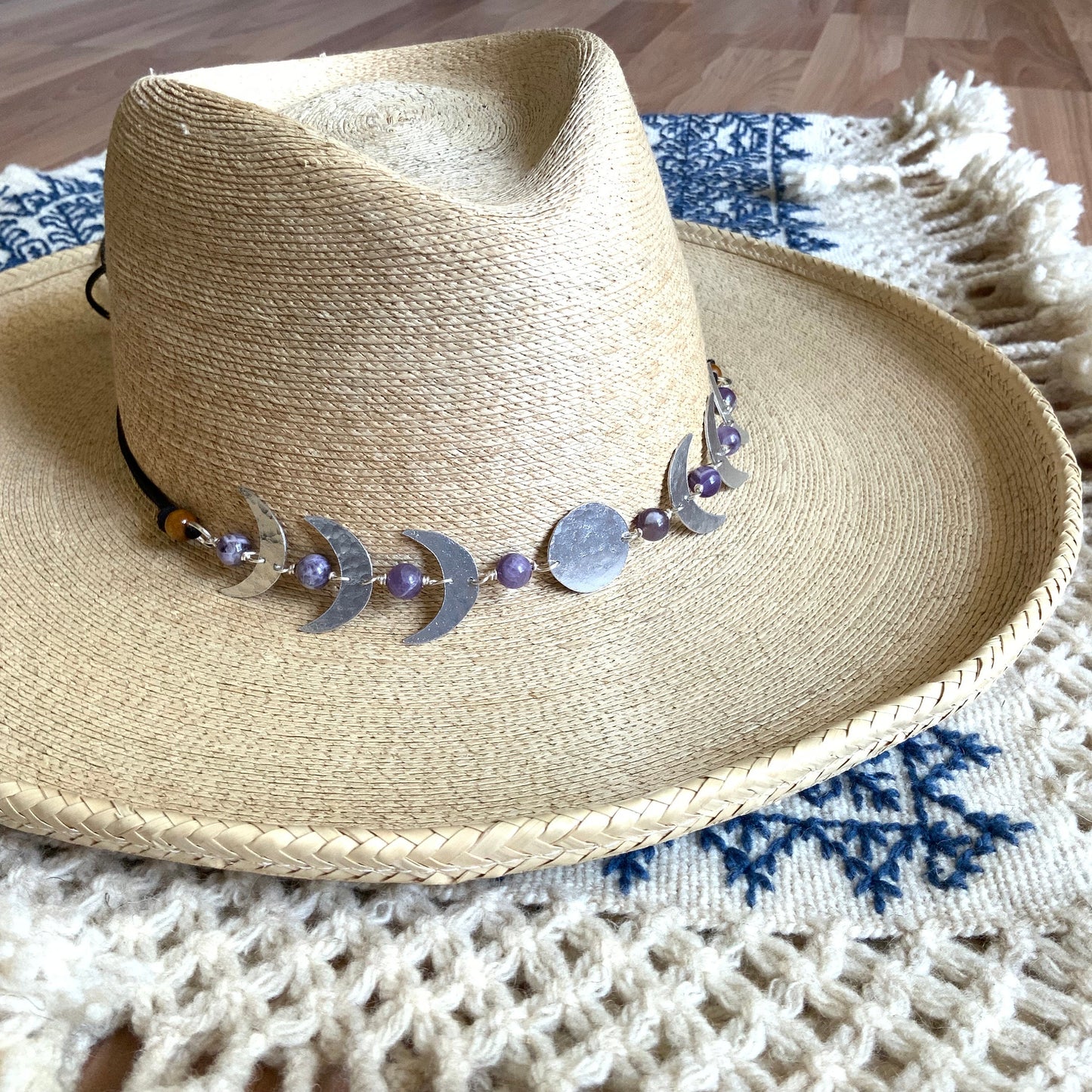 Moon Phase Hatband, Celestial Hat Band