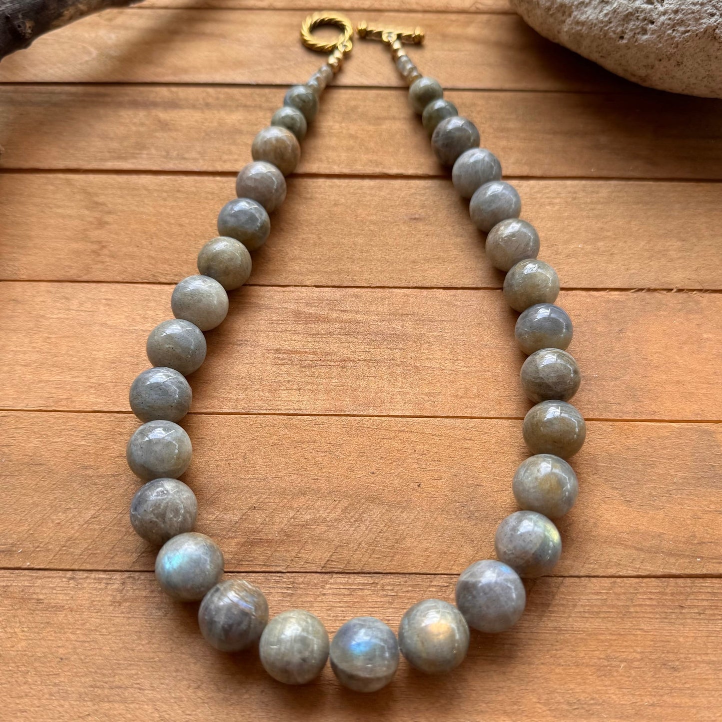 Labradorite necklace, chunky grey gemstone necklace