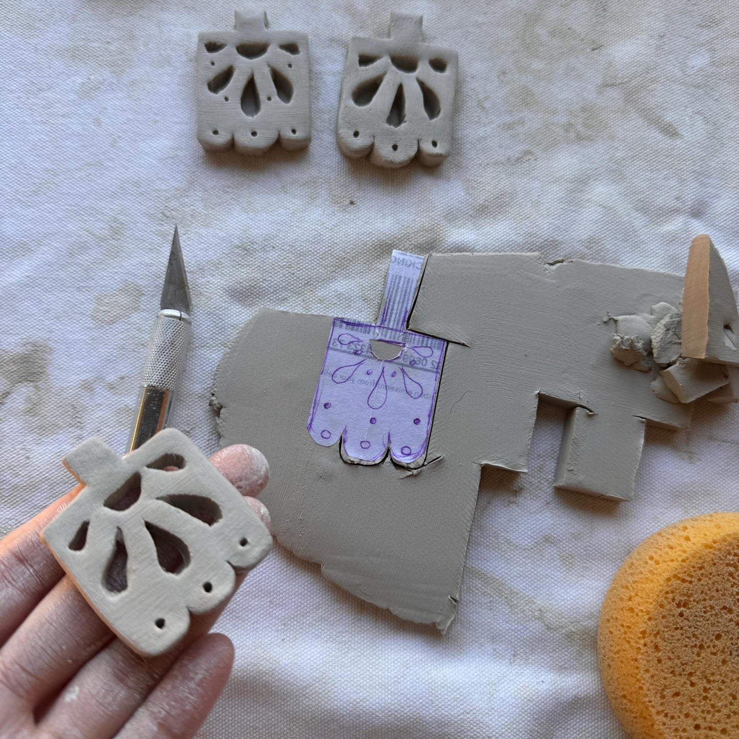 Handmade Ceramic Papel Picado Necklace: Labradorite & Turquoise Fringe