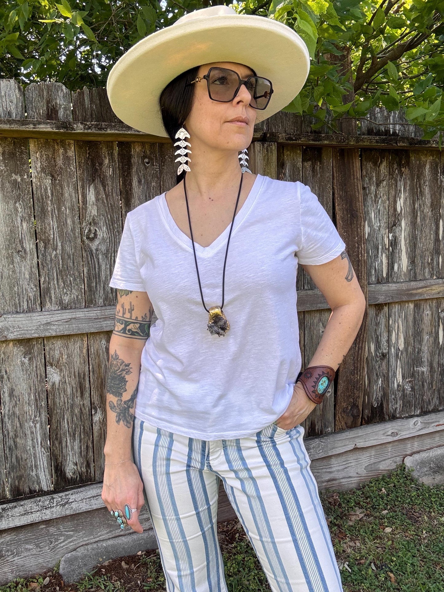 Handmade Fish Bone Earrings: Sawn Aluminum, Brass, or Copper