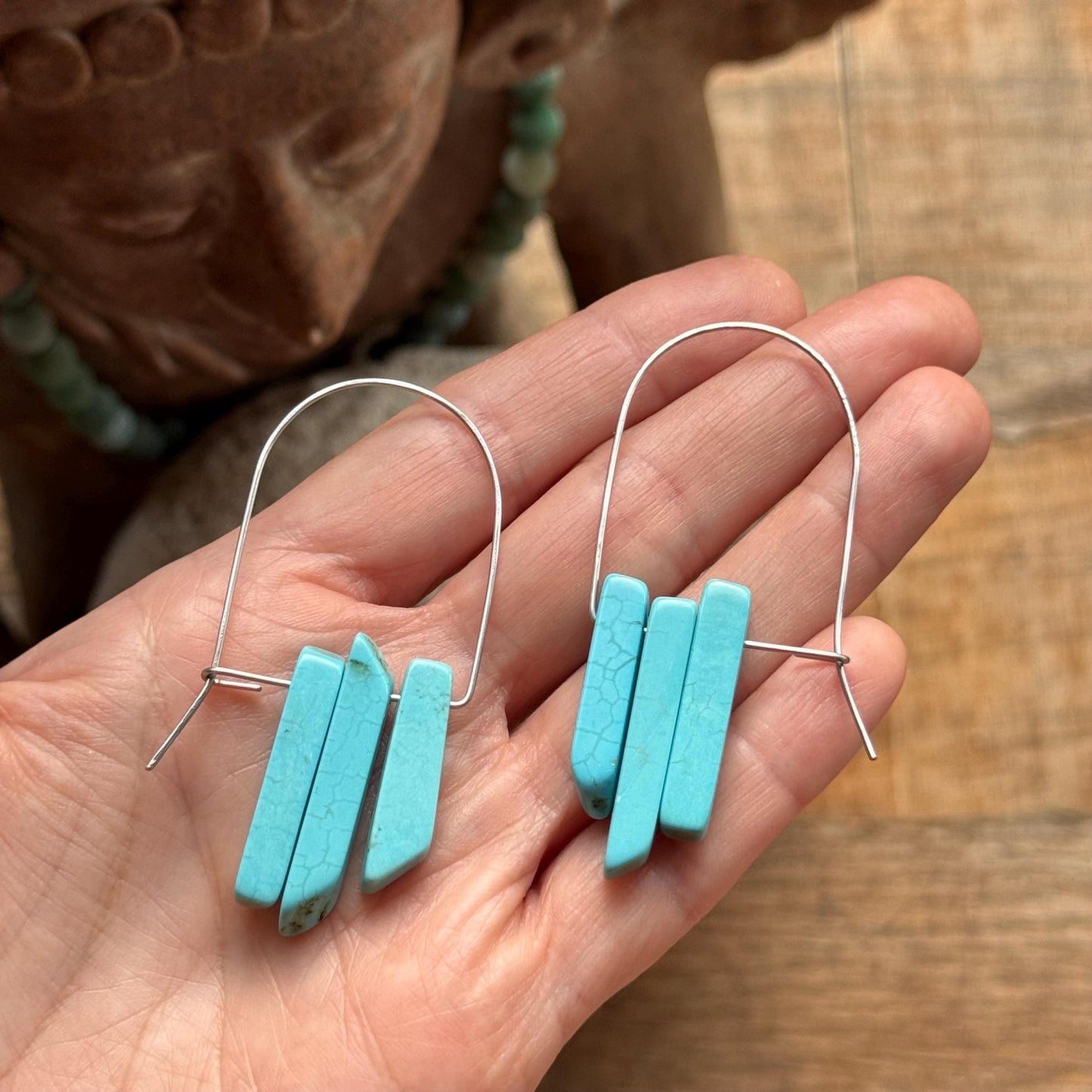 Blue Magnesite Stone Hoop Earrings: Modern Southwestern Style