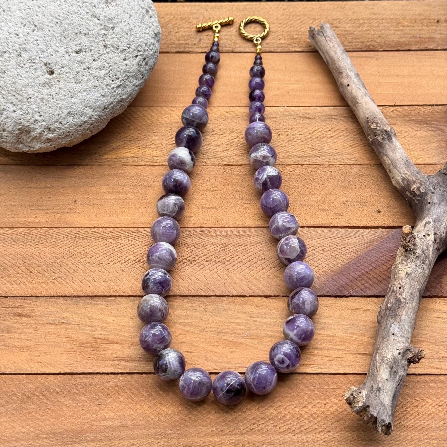 Amethyst necklace, chunky purple gemstone necklace