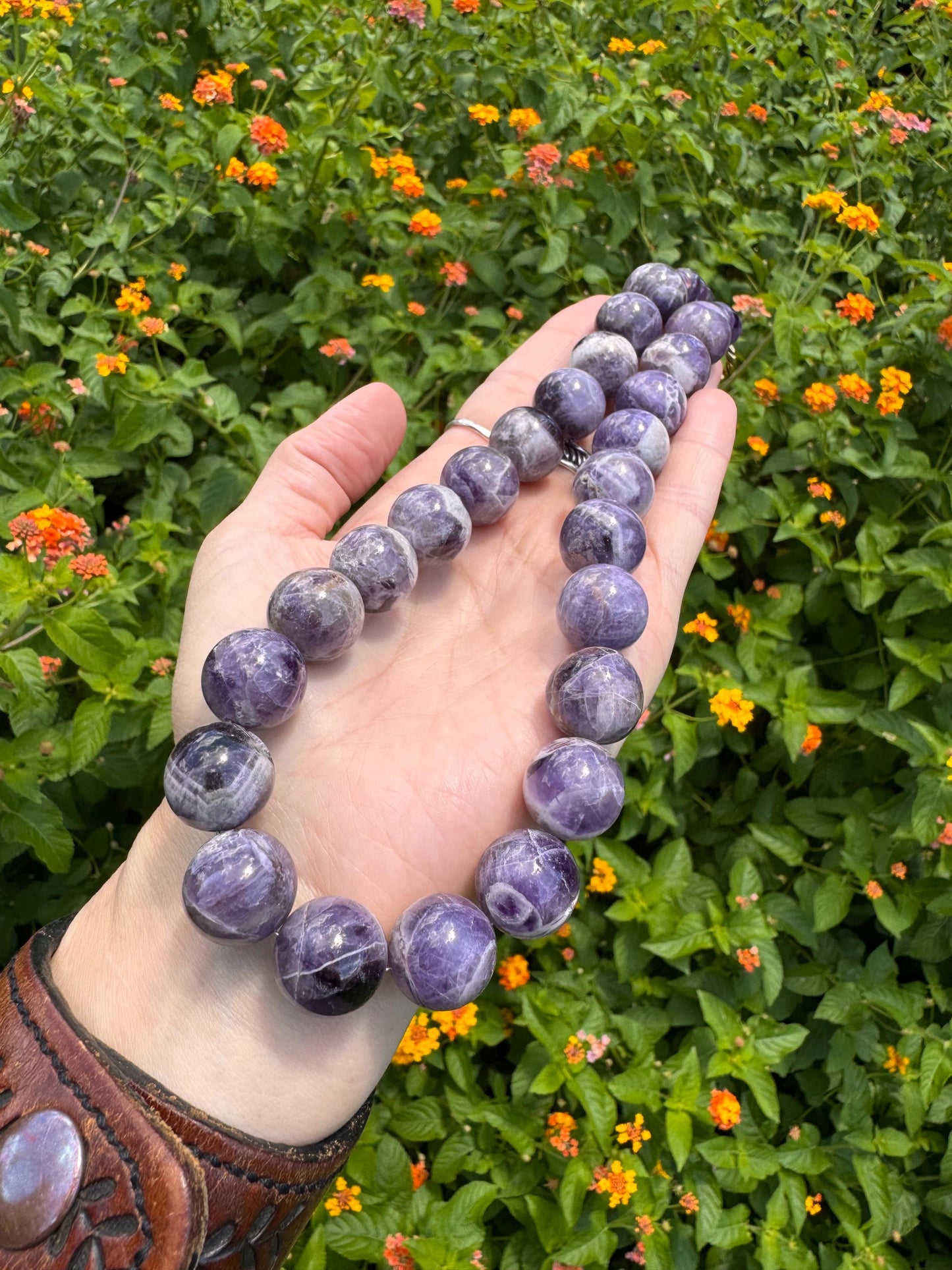 Amethyst necklace, chunky purple gemstone necklace