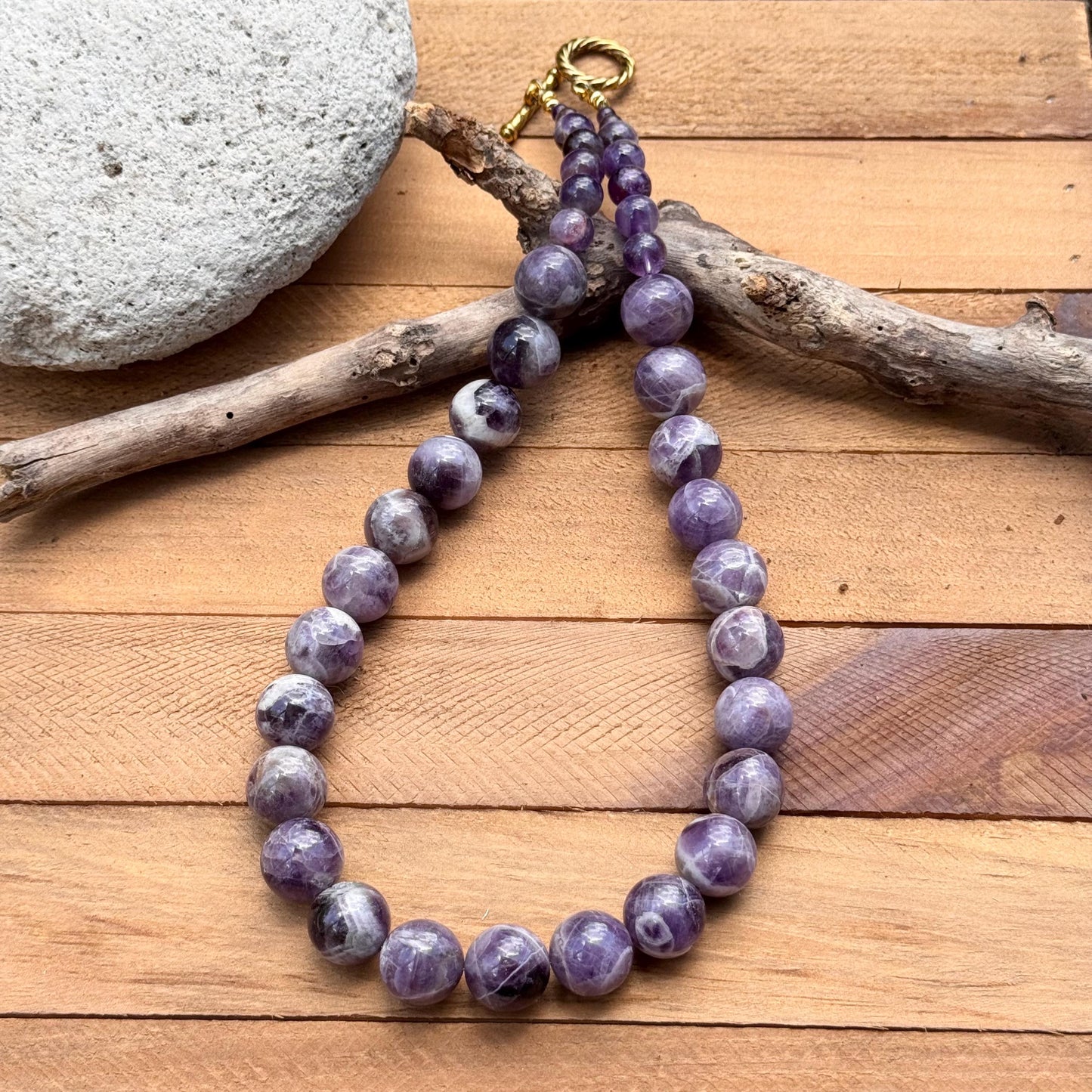Amethyst necklace, chunky purple gemstone necklace