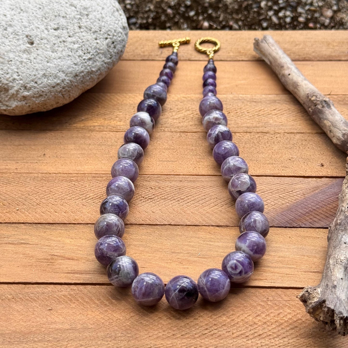 Amethyst necklace, chunky purple gemstone necklace