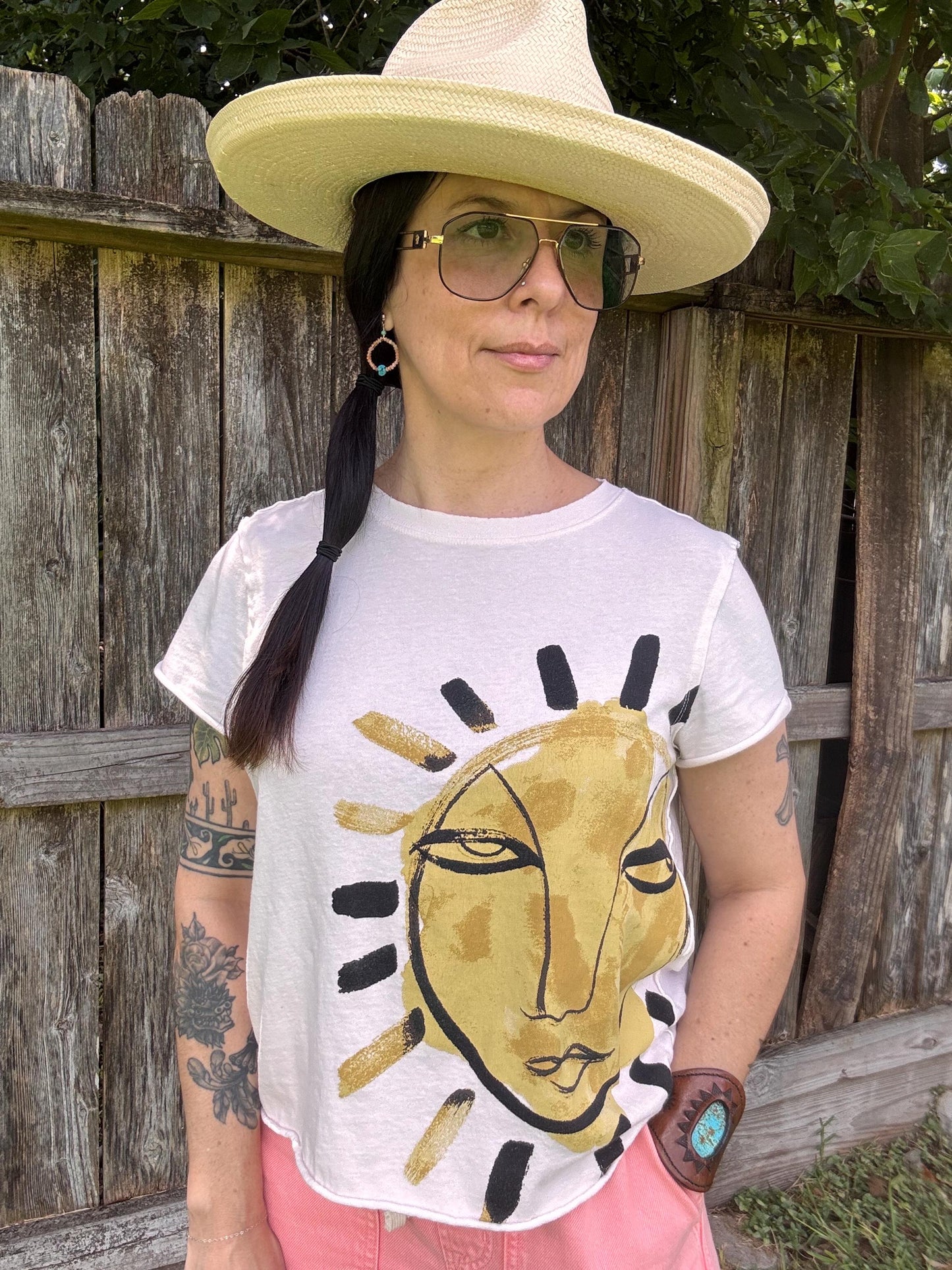 Spiced Turquoise & Sunstone Post Earrings: Handmade Silver Tone Jewelry