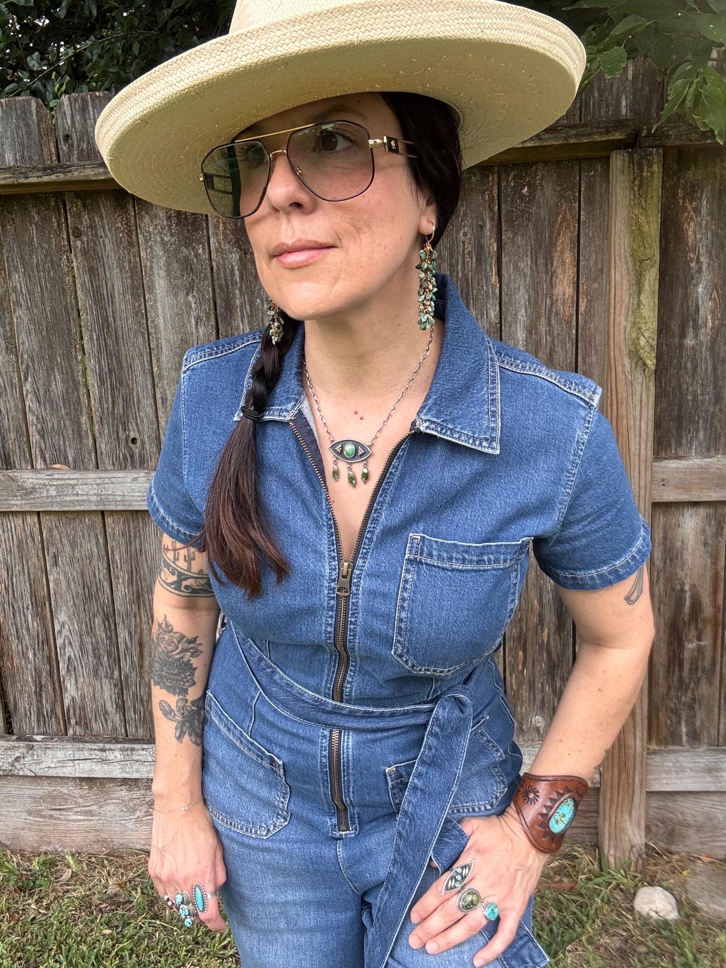 Turquoise cluster Hoop Earrings: wire wrapped, Handmade