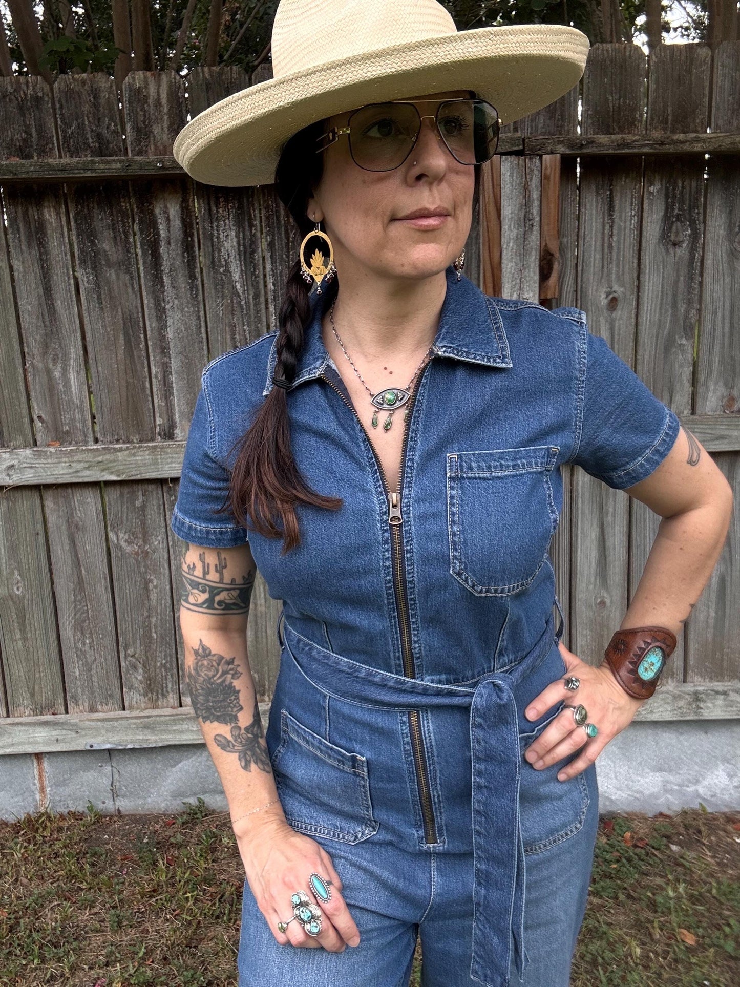 Brass Flaming Heart Garnet Earrings: Mixed Metal Sacred Heart