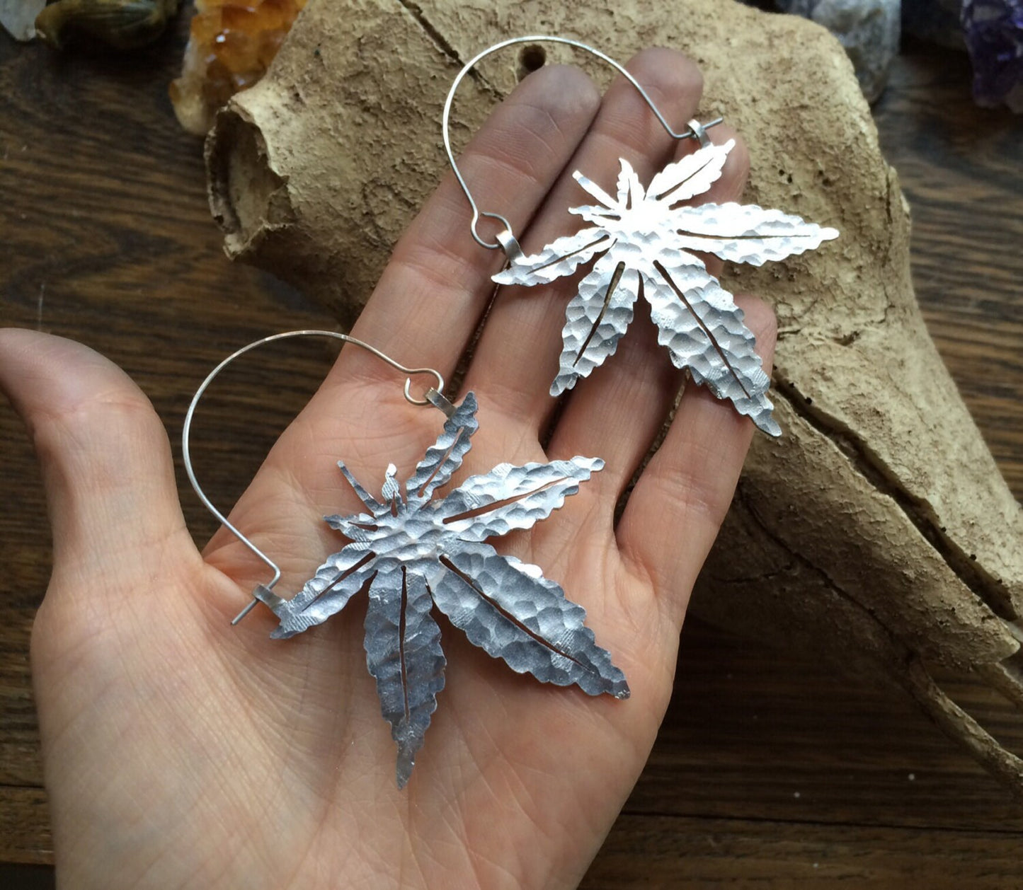 Cannabis hoop earrings, hemp hoops, Cannabis jewelry,