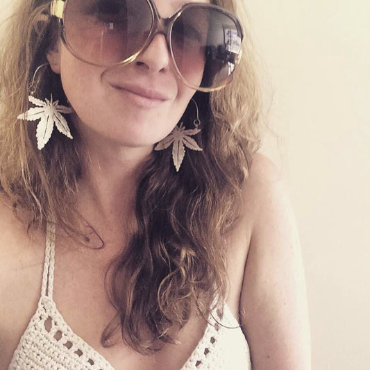 Cannabis hoop earrings, hemp hoops, Cannabis jewelry,