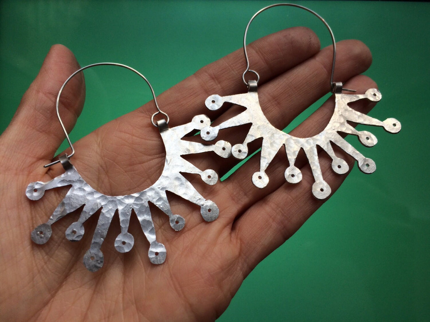 Atomic Sunburst Hoop Earrings: Mid Century Modern Inspired