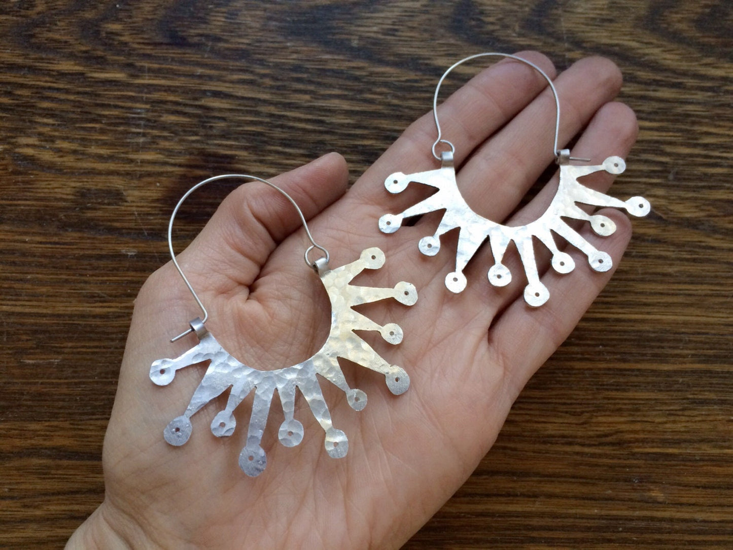 Atomic Sunburst Hoop Earrings: Mid Century Modern Inspired
