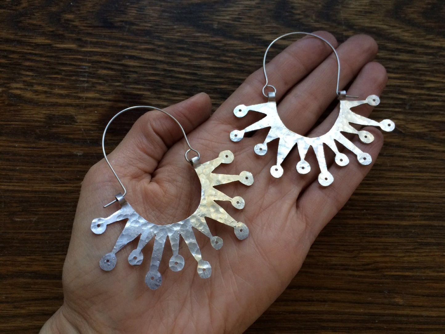 Atomic Sunburst Hoop Earrings: Mid Century Modern Inspired