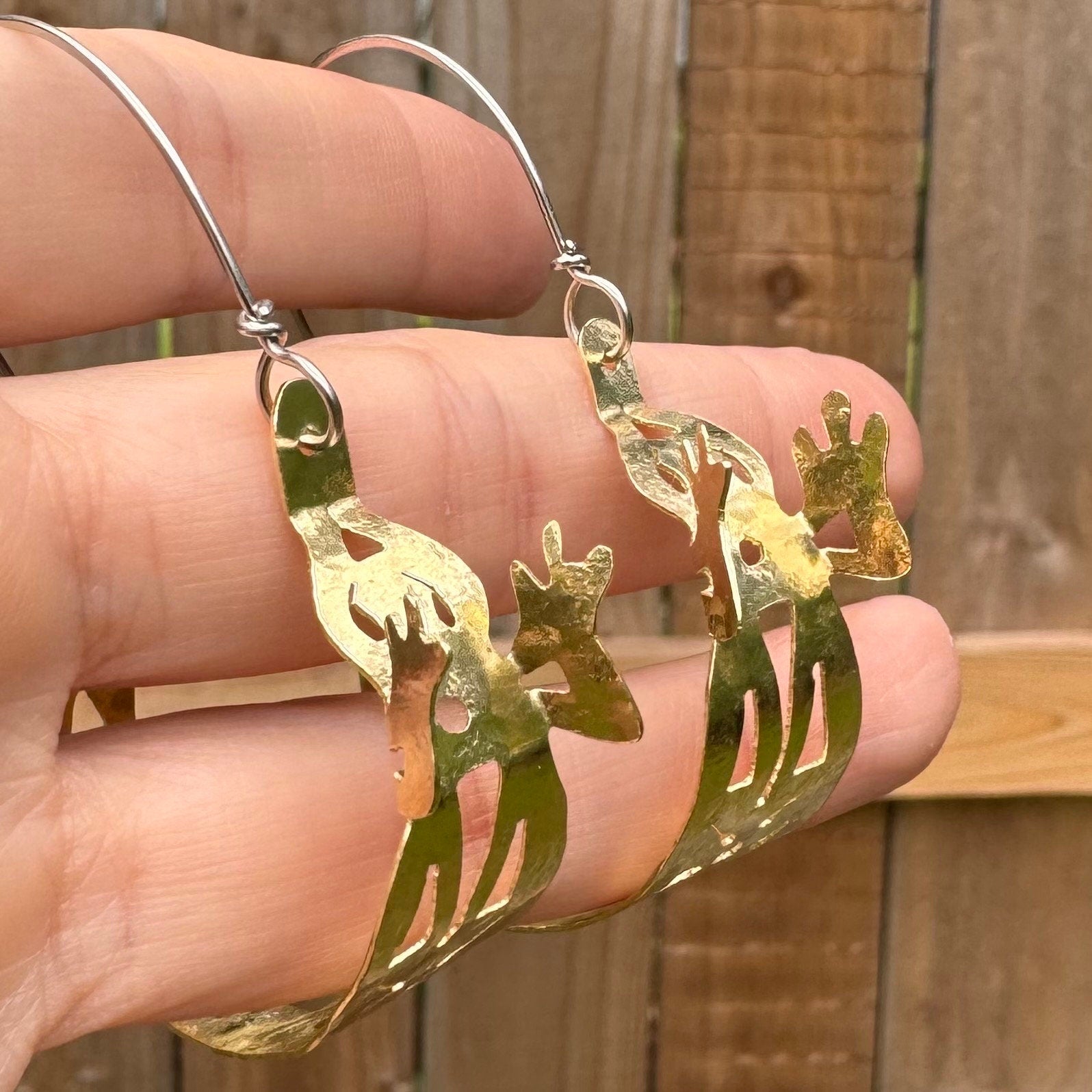 Brass Lizard Hoop Earrings: Tribal Hammered Metal Jewelry