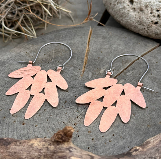 Brutalist Copper Pinecone Hoop Earrings: Modern Pod Design