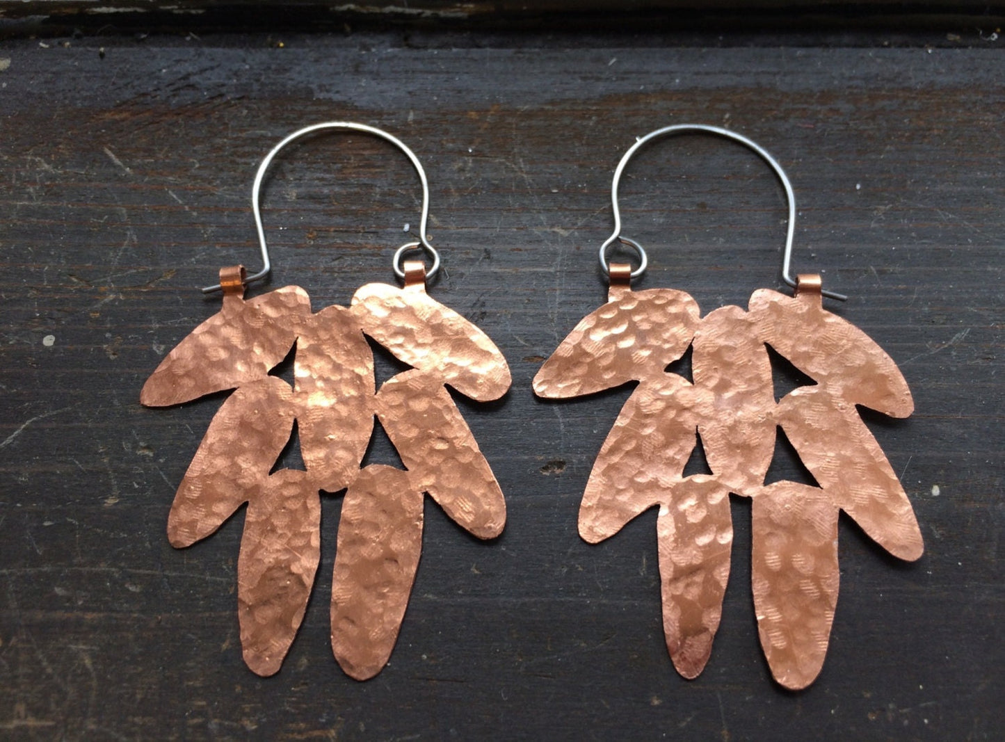 Brutalist Copper Pinecone Hoop Earrings: Modern Pod Design