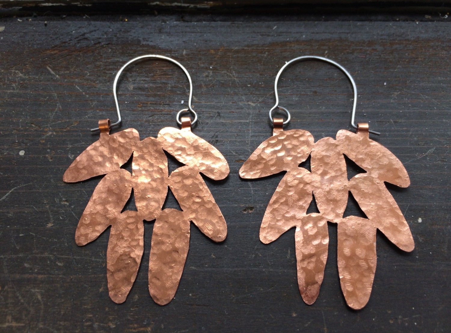Brutalist Copper Pinecone Hoop Earrings: Modern Pod Design