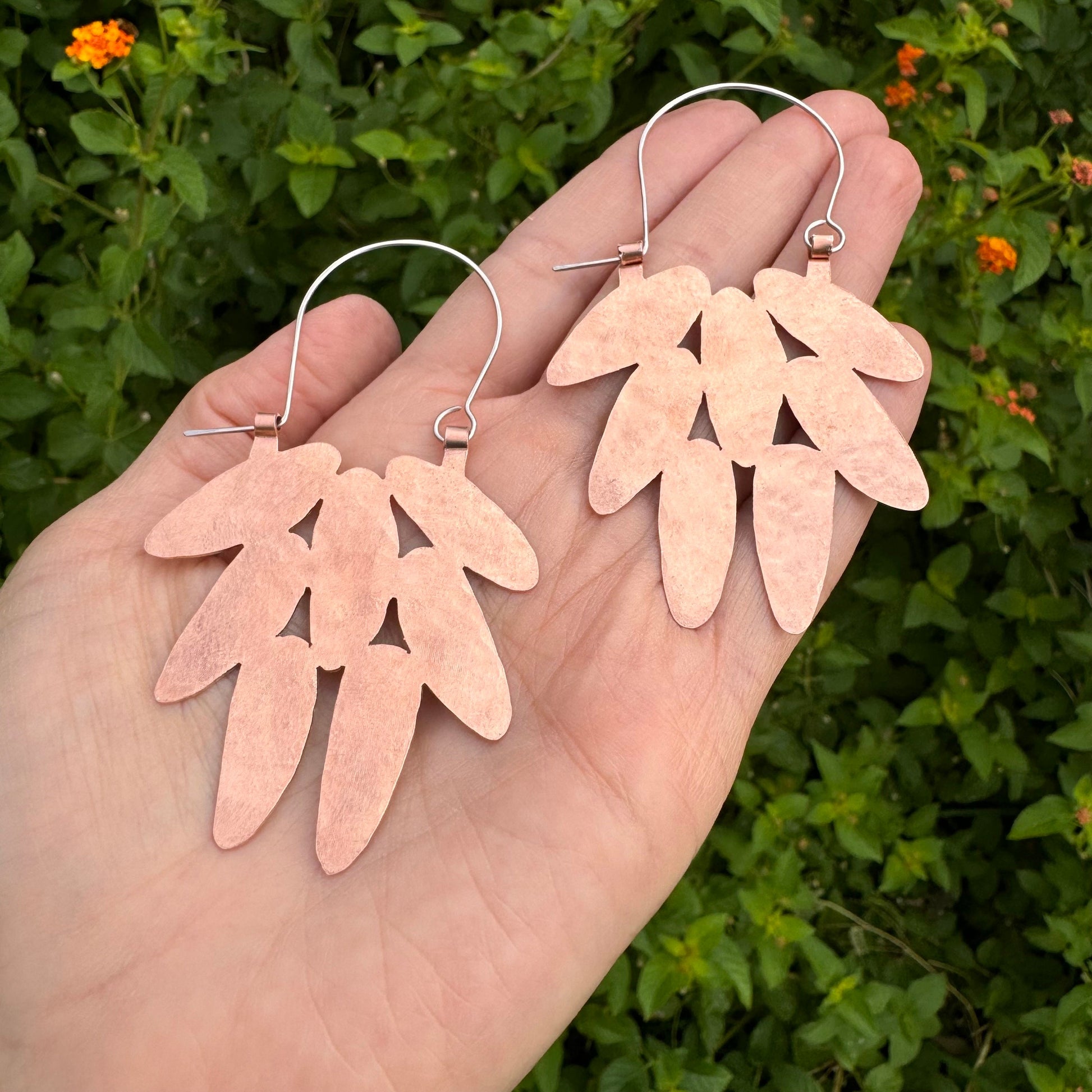 Brutalist Copper Pinecone Hoop Earrings: Modern Pod Design