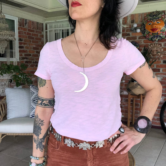 Crescent Moon Lariat Necklace: Handmade Celestial Y Necklace