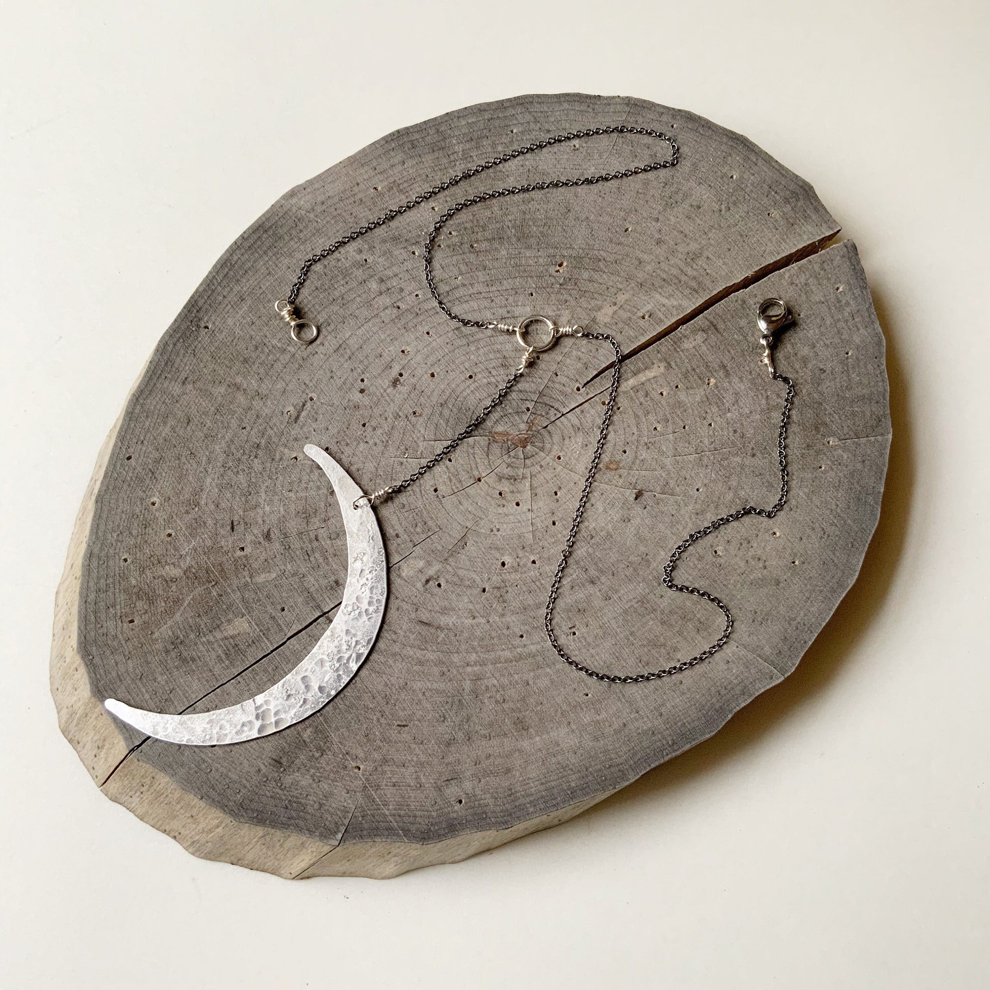 Crescent Moon Lariat Necklace: Handmade Celestial Y Necklace
