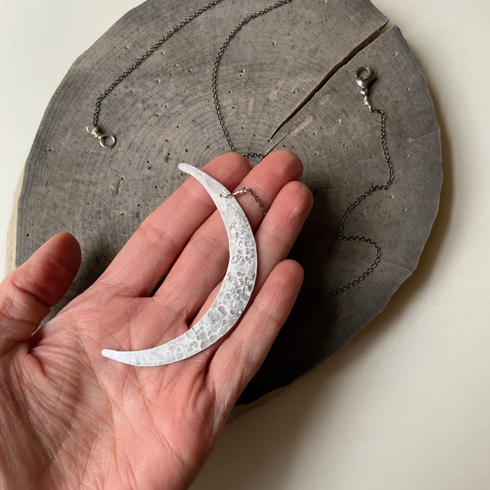 Crescent Moon Lariat Necklace: Handmade Celestial Y Necklace