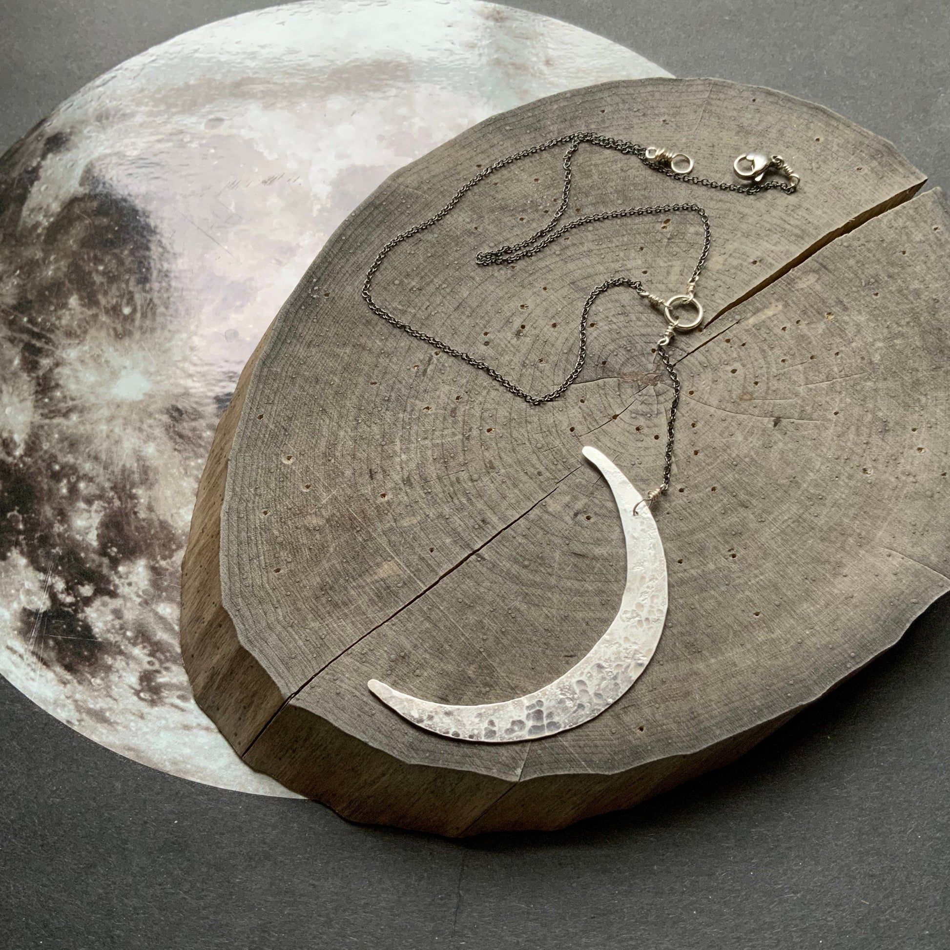 Crescent Moon Lariat Necklace: Handmade Celestial Y Necklace