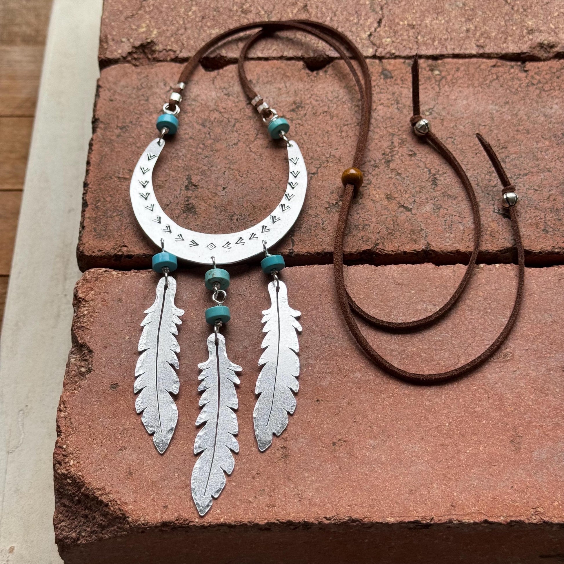 Crescent Moon & Feather Talisman Necklace