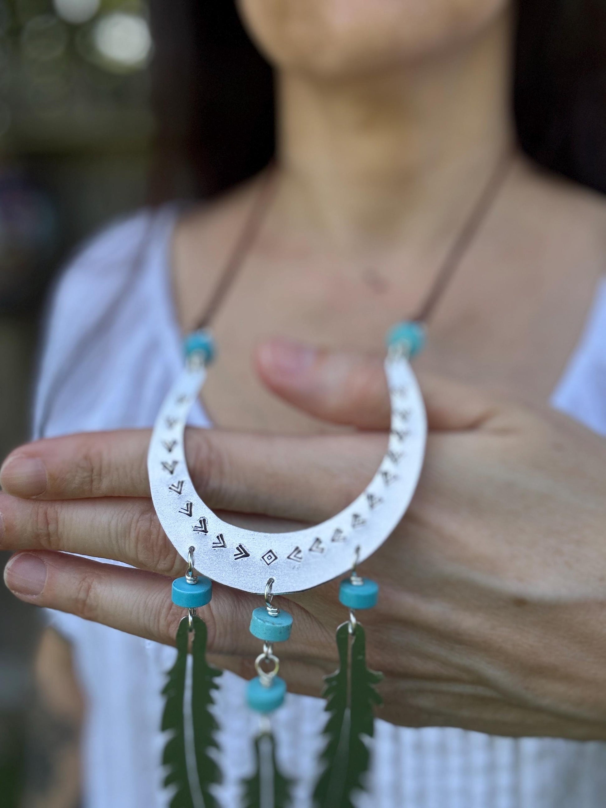 Crescent Moon & Feather Talisman Necklace