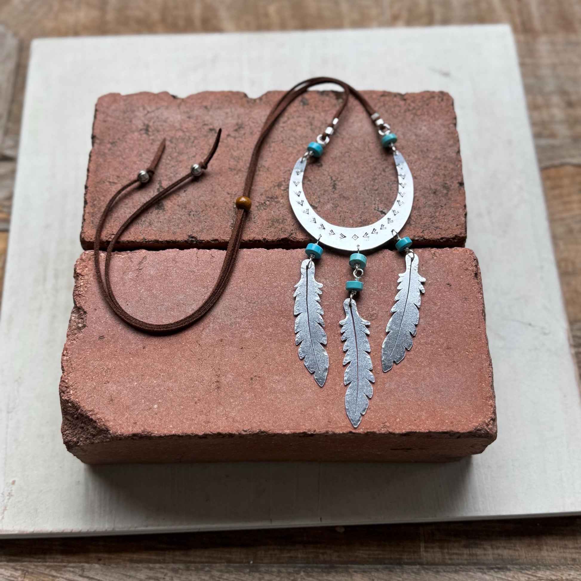 Crescent Moon & Feather Talisman Necklace