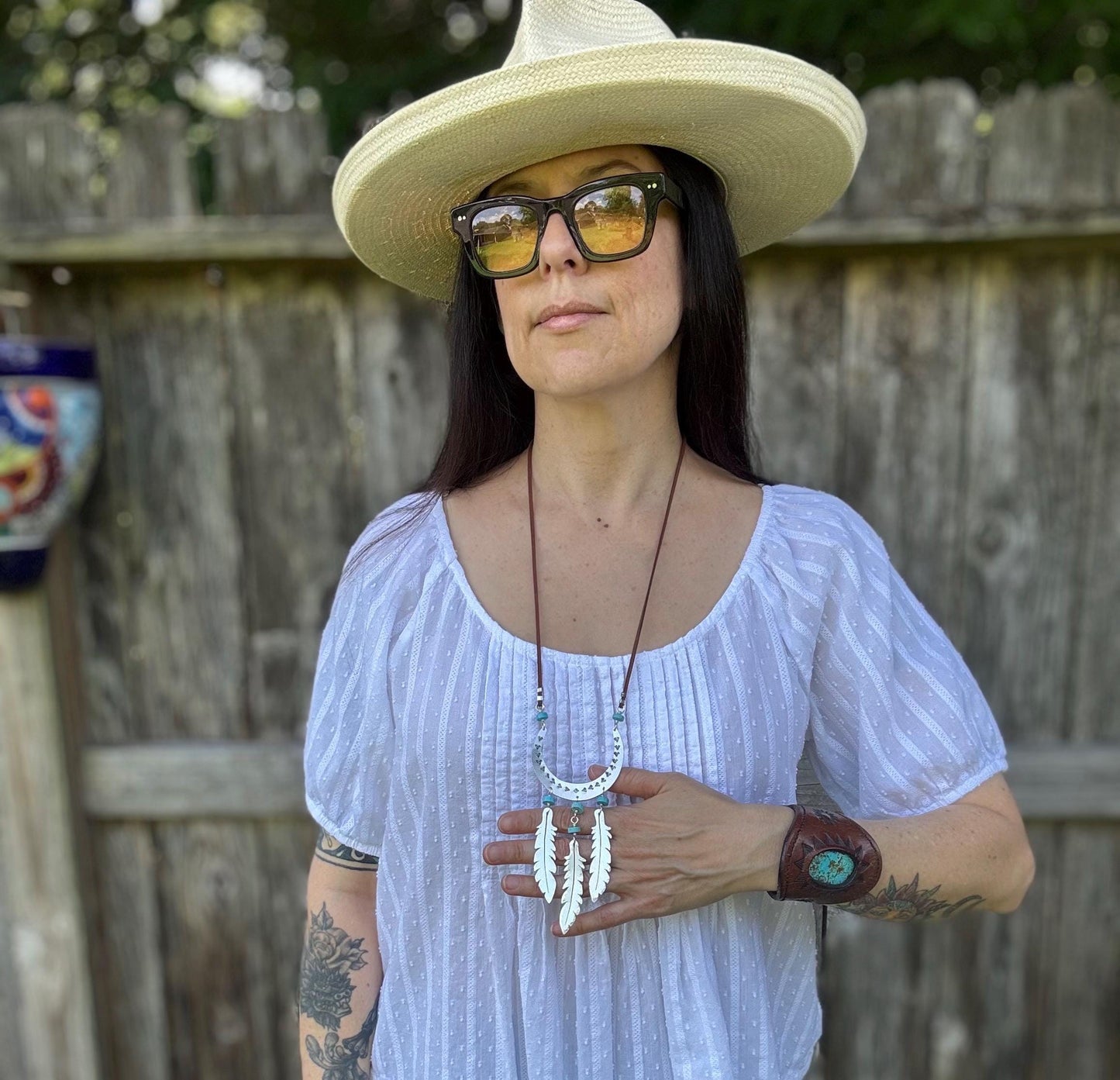 Crescent Moon & Feather Talisman Necklace