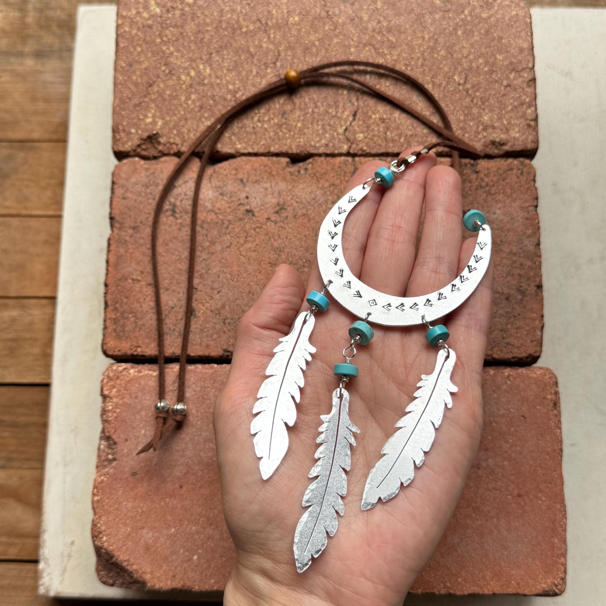 Crescent Moon & Feather Talisman Necklace
