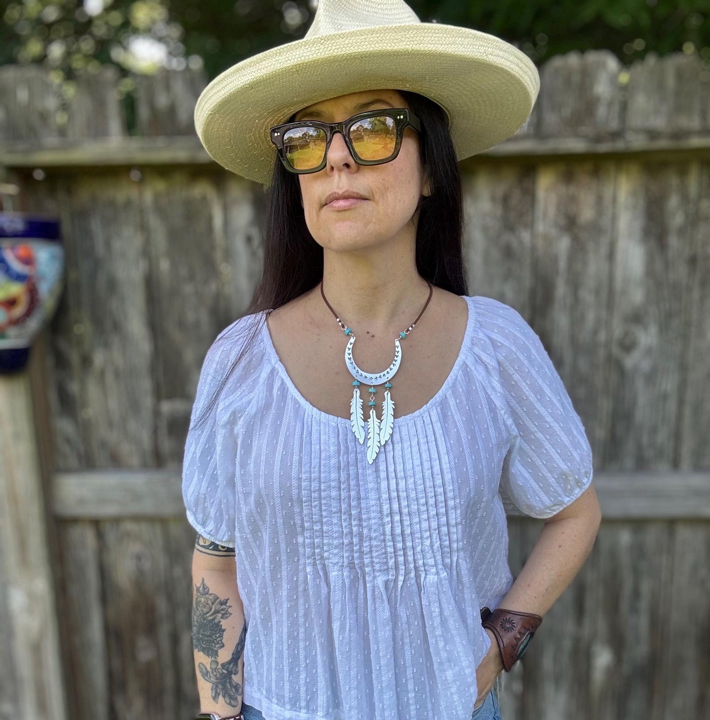 Crescent Moon & Feather Talisman Necklace