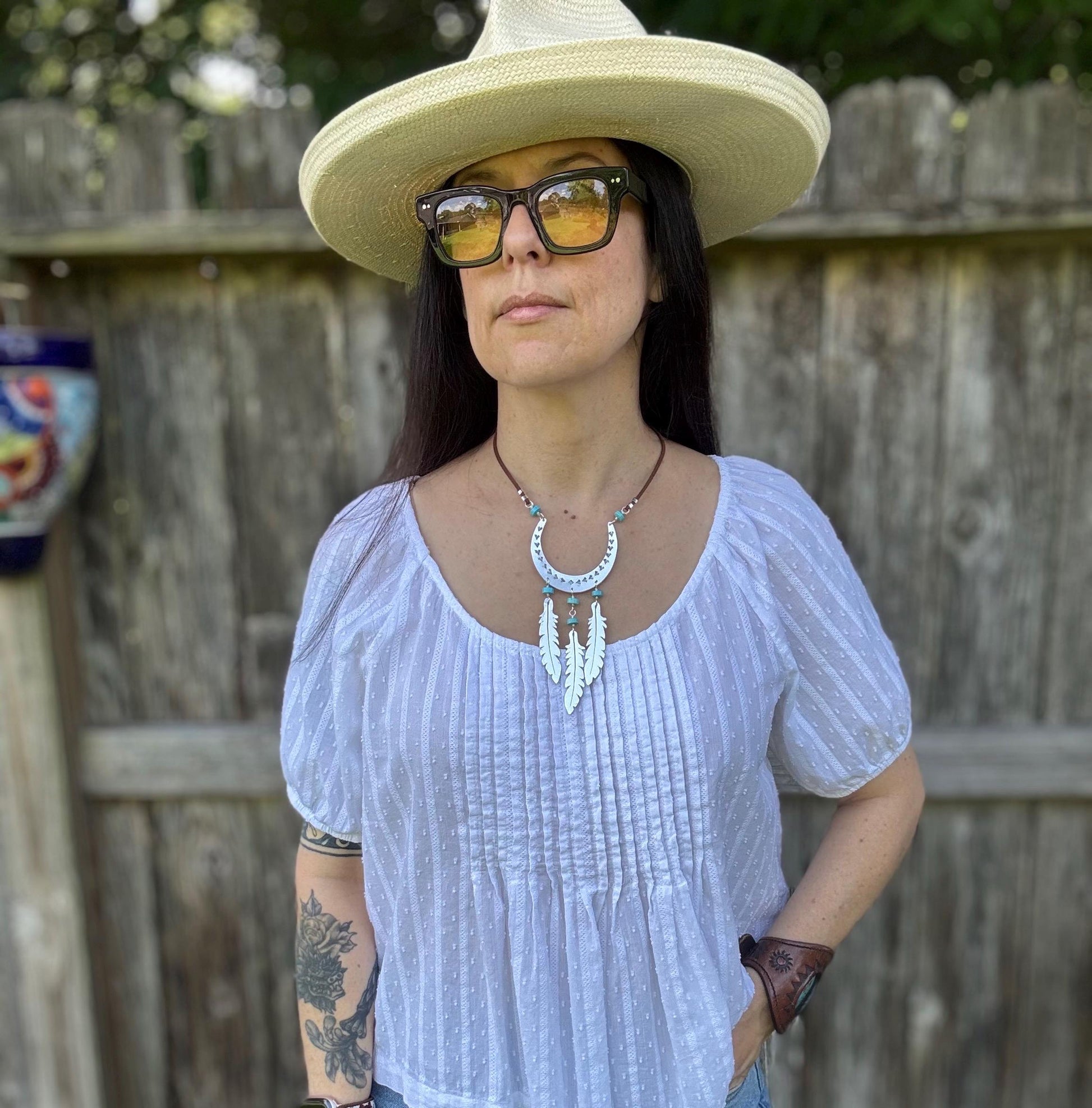 Crescent Moon & Feather Talisman Necklace
