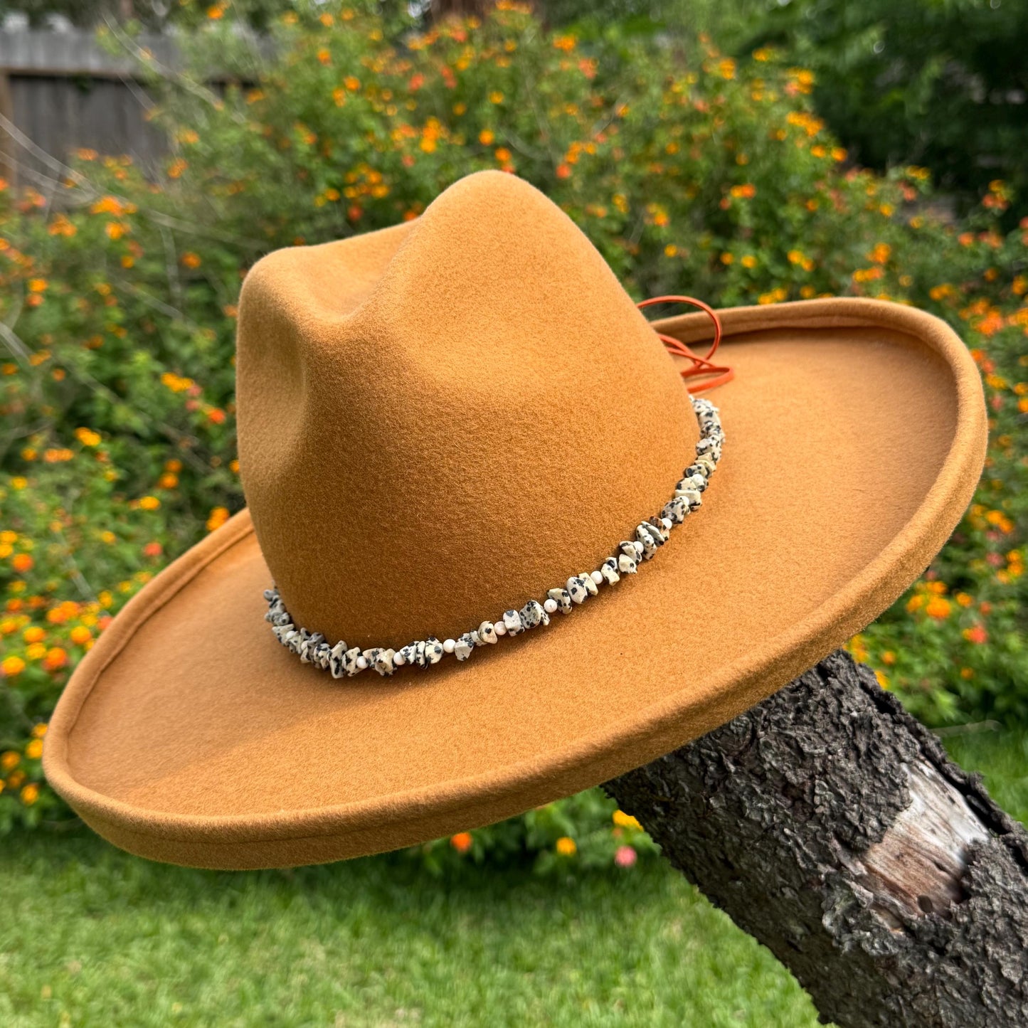 Dalmatian Japer and White Magnesite Hat Band, Southwestern style gemstone hat band