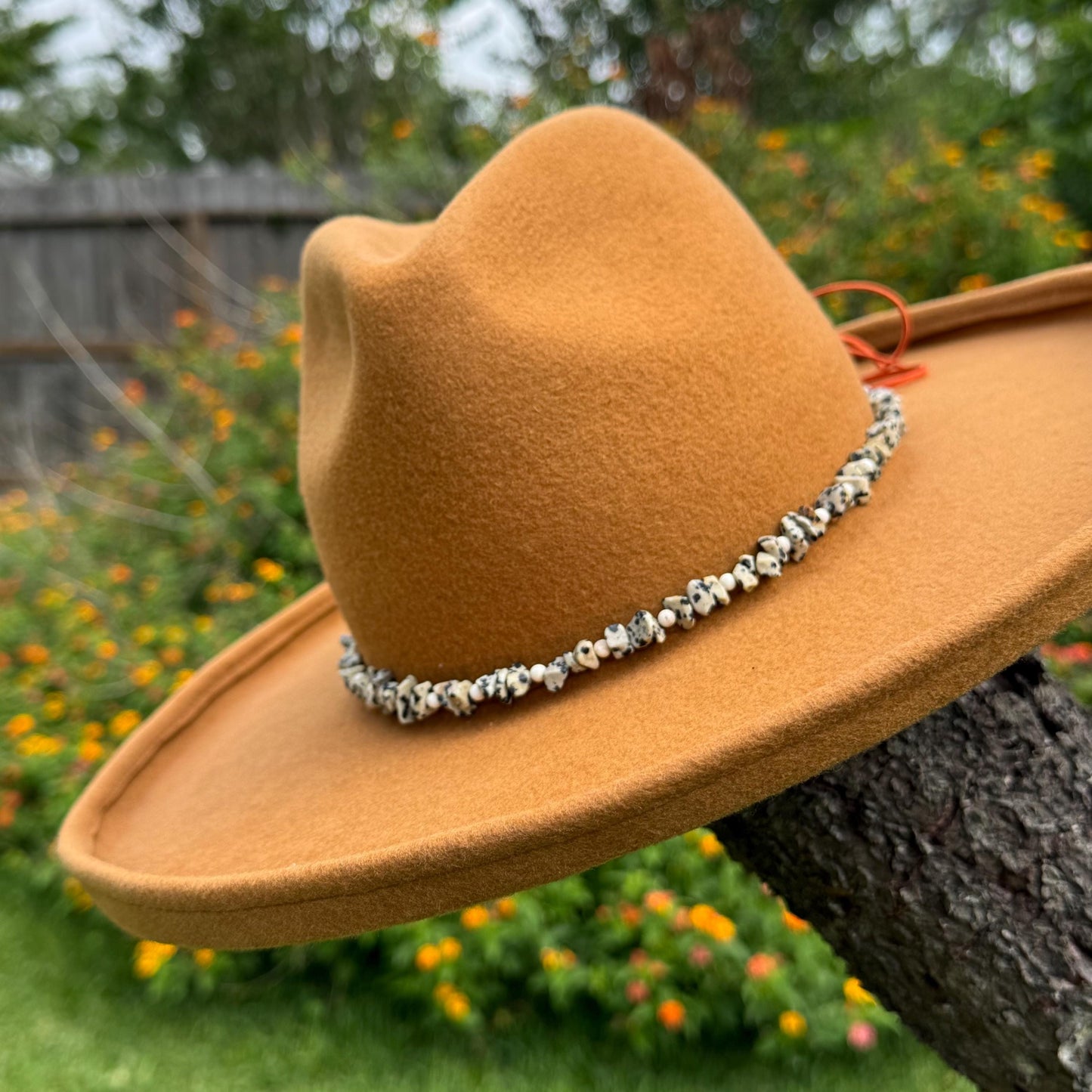 Dalmatian Japer and White Magnesite Hat Band, Southwestern style gemstone hat band