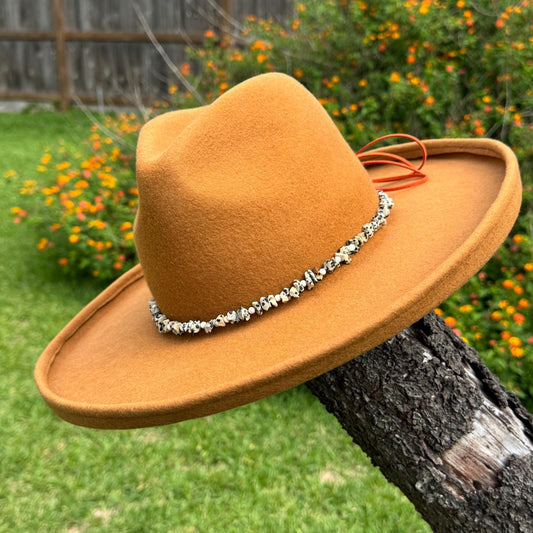 Dalmatian Japer and White Magnesite Hat Band, Southwestern style gemstone hat band