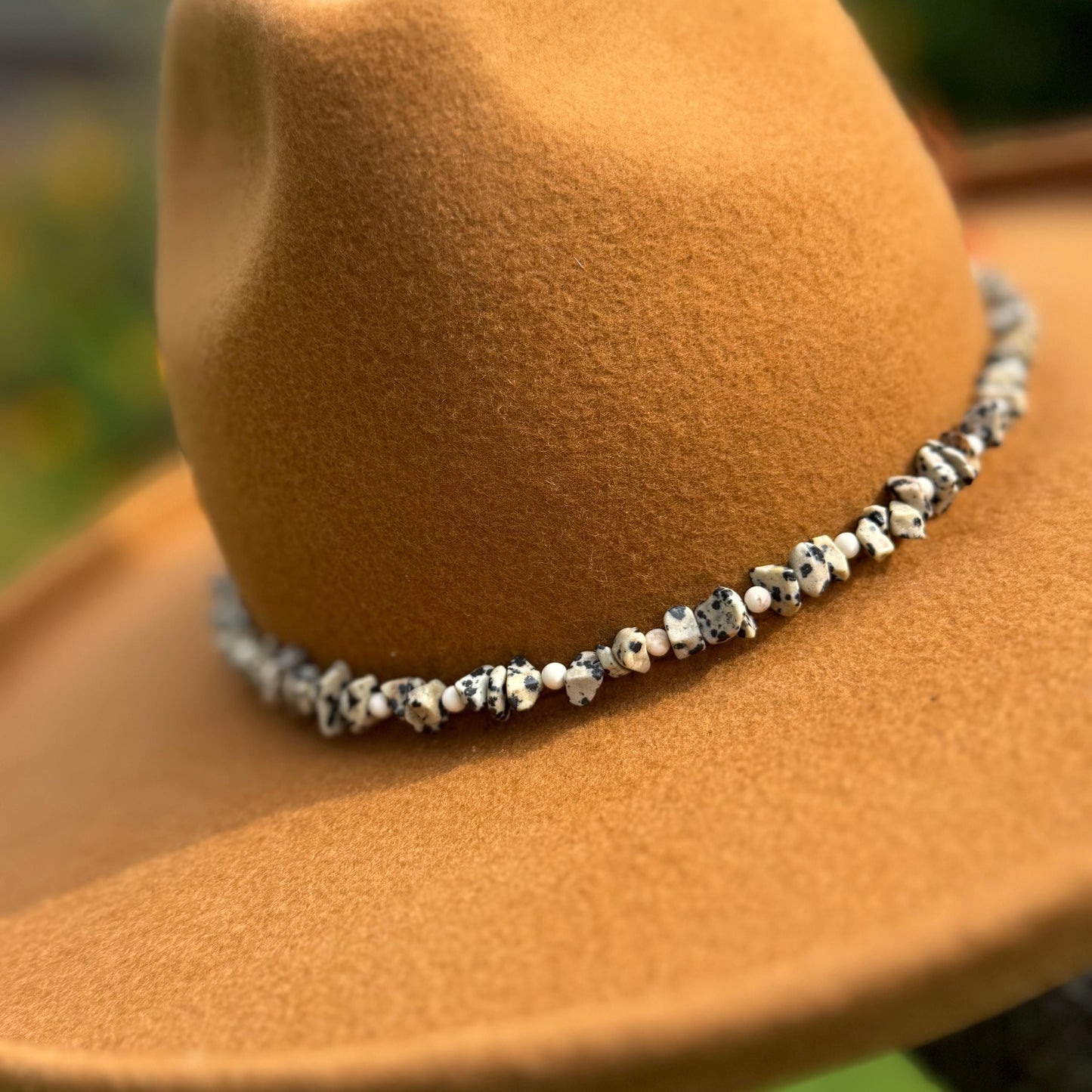 Dalmatian Japer and White Magnesite Hat Band, Southwestern style gemstone hat band