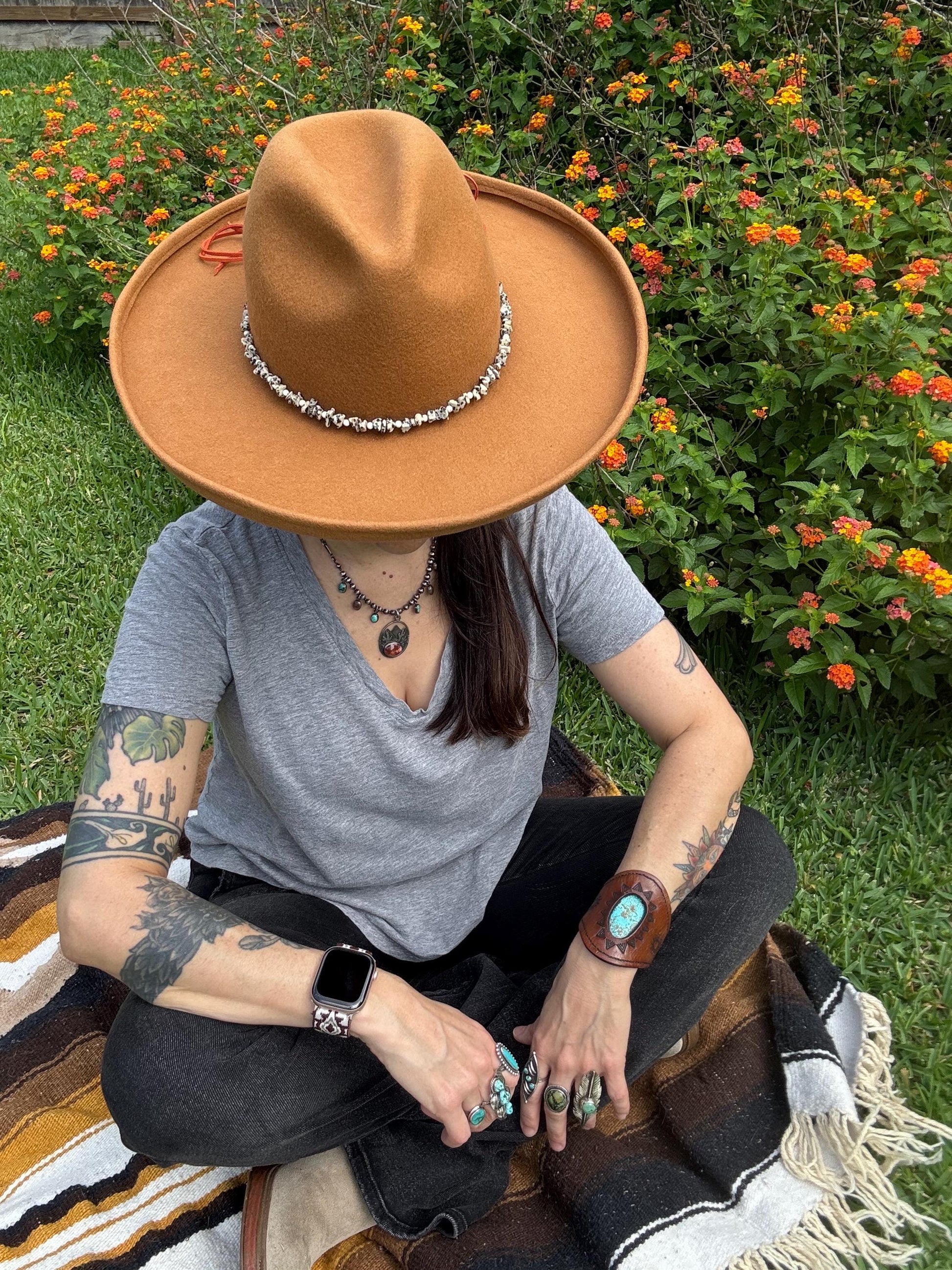 Dalmatian Japer and White Magnesite Hat Band, Southwestern style gemstone hat band