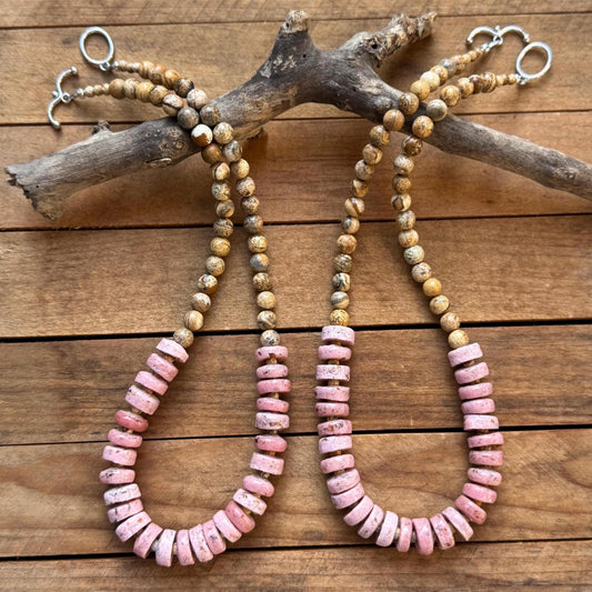 Desert Blush Necklace | Pink African Trade Beads & Picture Jasper