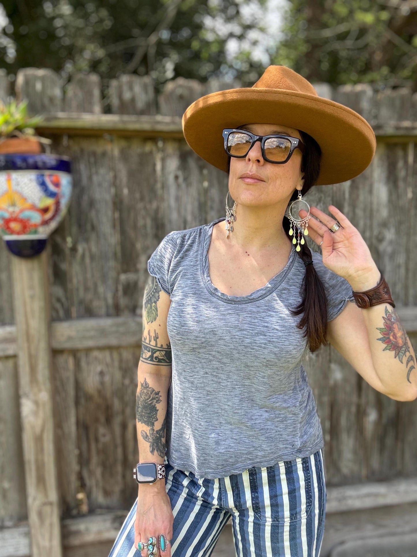Desert Rain Dusters – Multi Gemstone Shoulder Duster Earrings, Silver Tone Hoop Fringe Earrings, Southwestern Boho