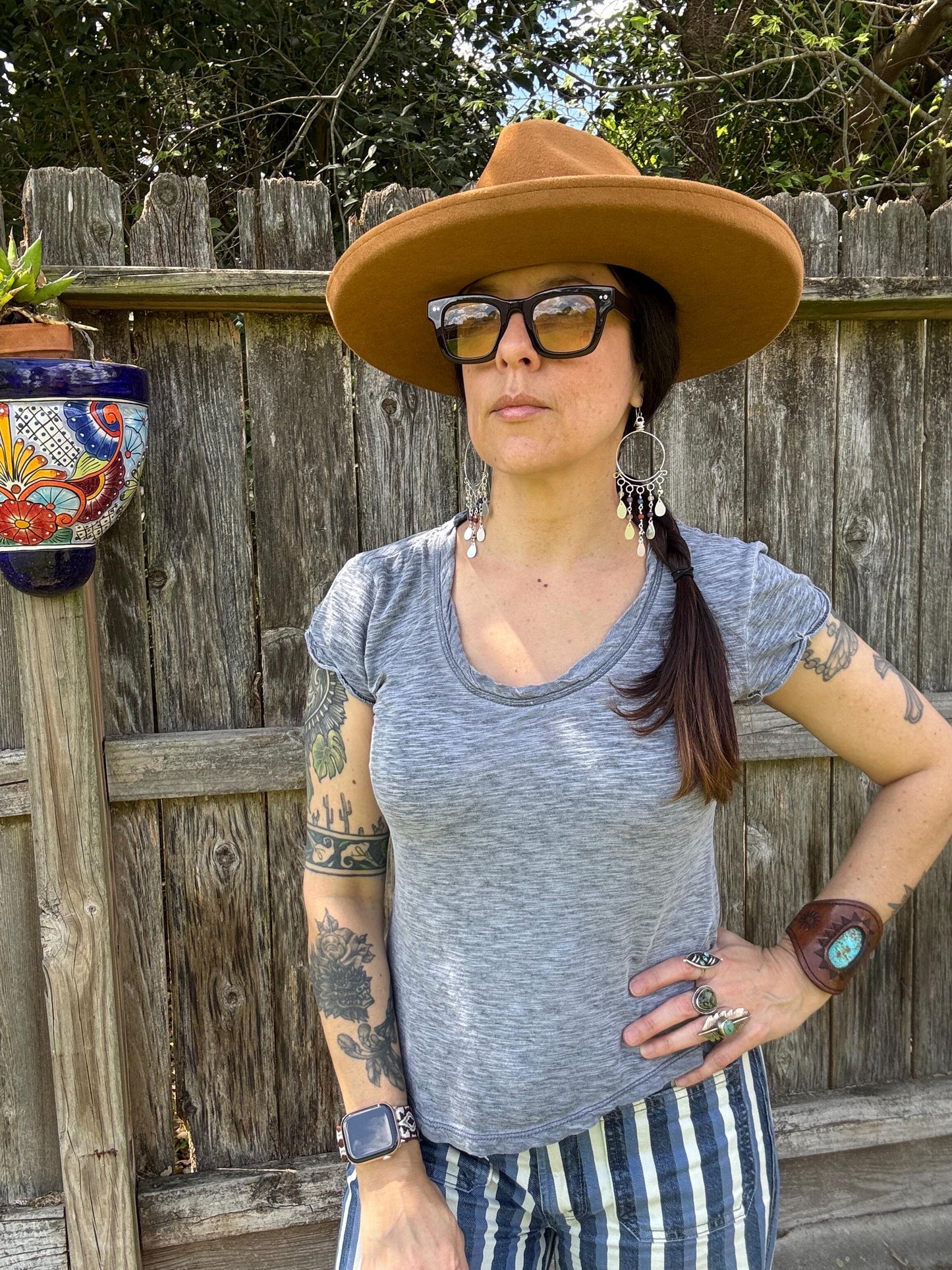 Desert Rain Dusters – Multi Gemstone Shoulder Duster Earrings, Silver Tone Hoop Fringe Earrings, Southwestern Boho