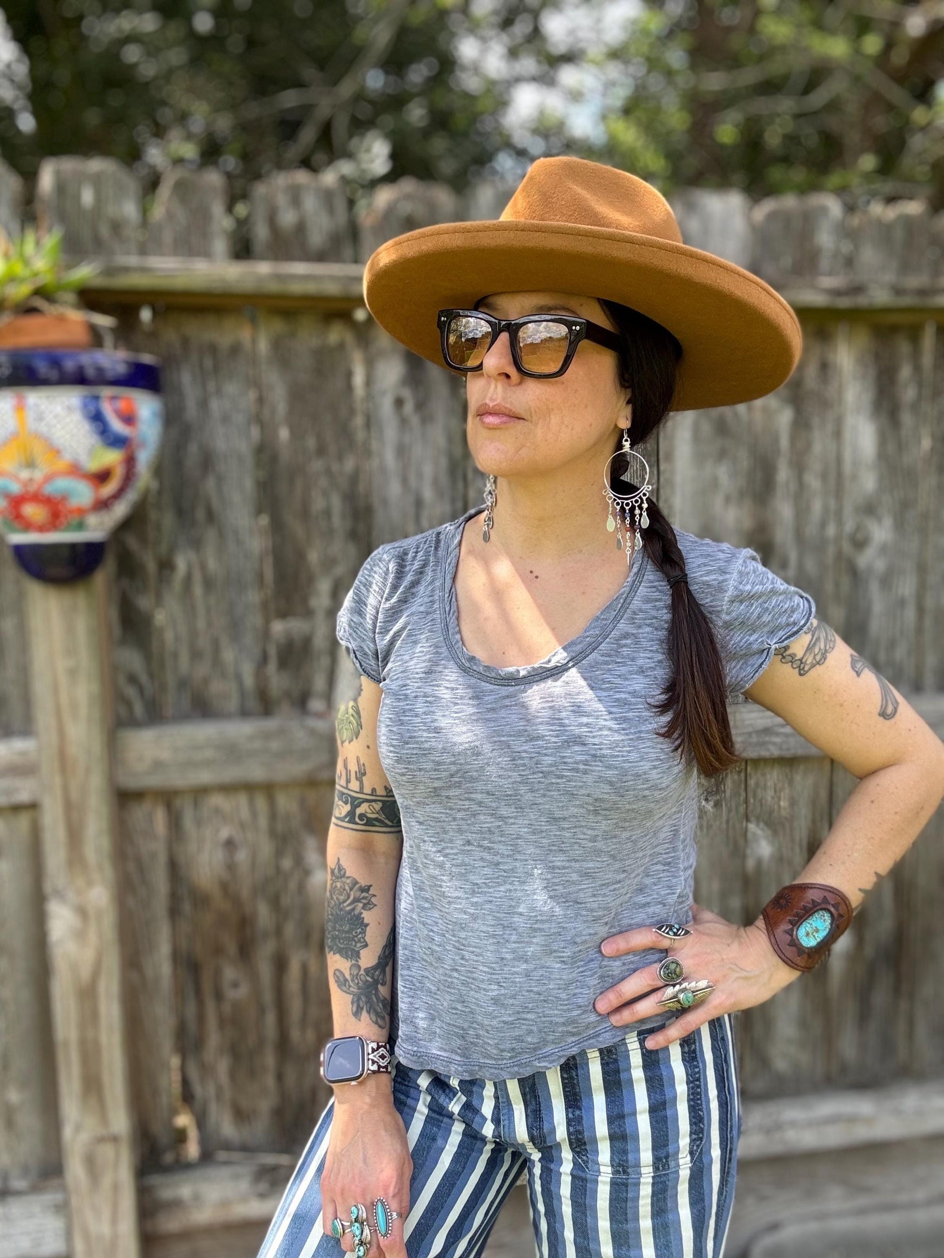 Desert Rain Dusters – Multi Gemstone Shoulder Duster Earrings, Silver Tone Hoop Fringe Earrings, Southwestern Boho