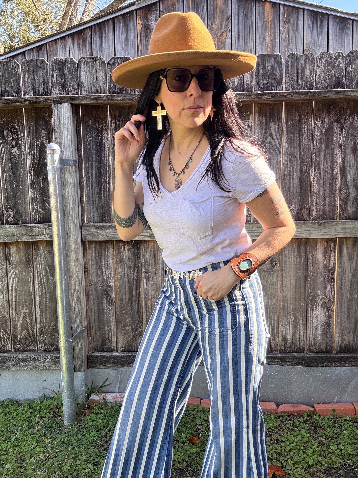 Hand Stamped Brass Cross Earrings, Sacred Celestial Jewelry