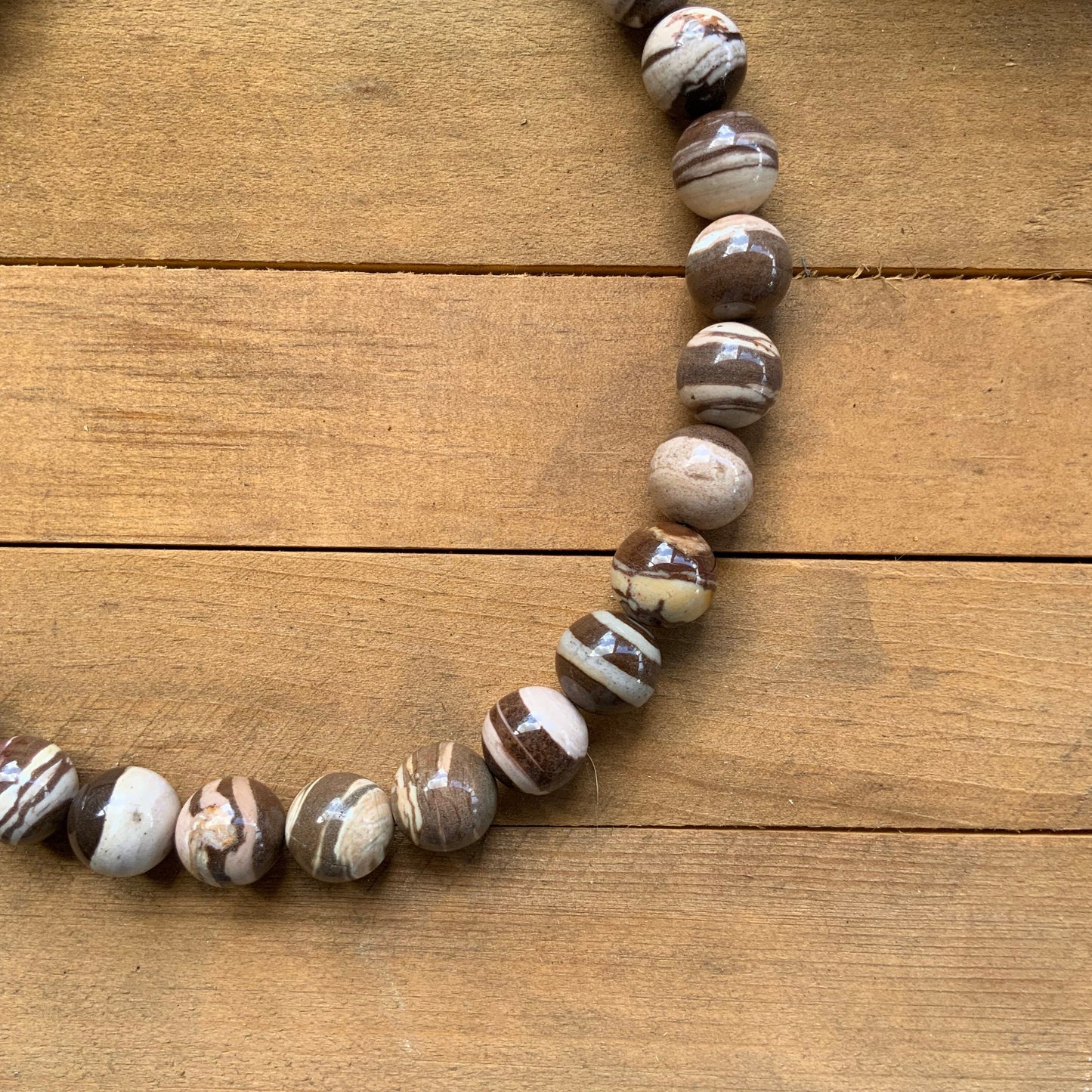 Handmade Brown Zebra Jasper Necklace: Chunky Striped Gemstone