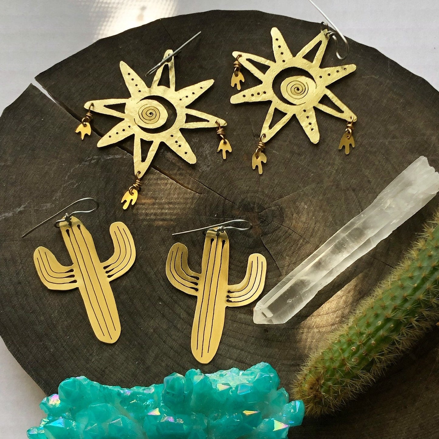 Handmade Celestial Piñata Earrings: Folk Art Jewelry