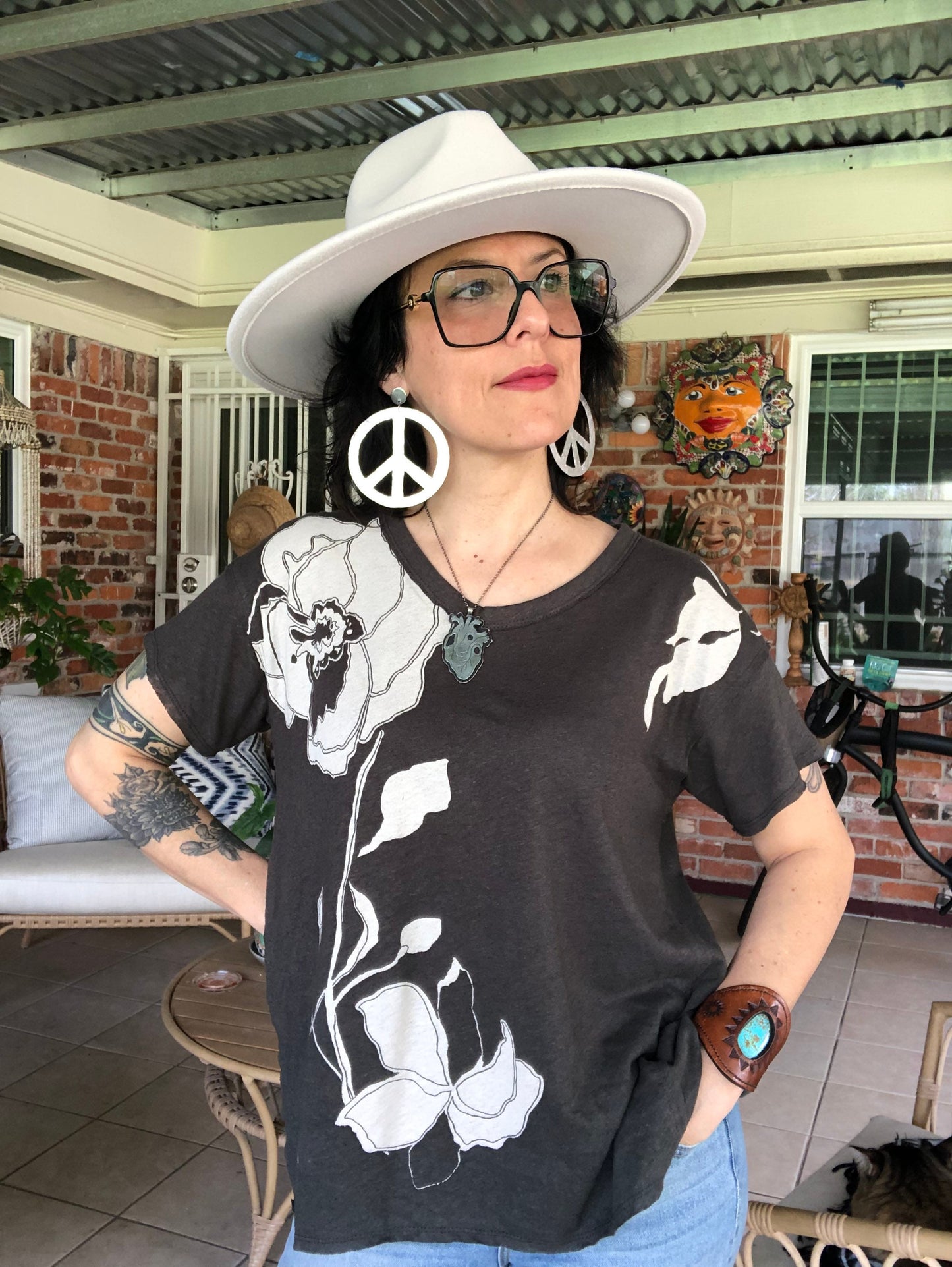 Handmade Hammered Peace Sign Earrings: Groovy Retro Jewelry